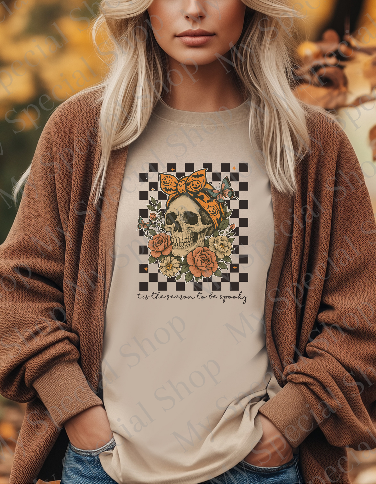 Tis the Season to Be Spooky Shirt | Retro Skull Floral Tee | Pumpkin | Bella + Canvas | Unisex My Special Shop