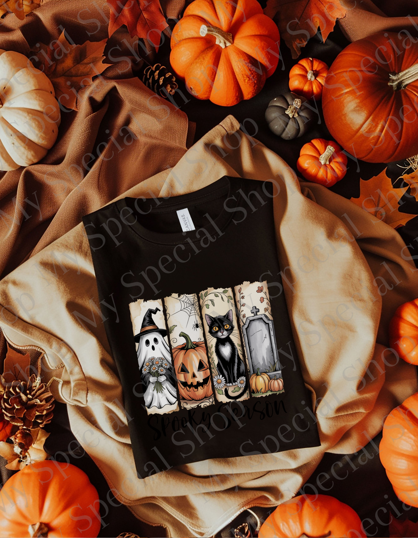 Spooky Season PNG – Cute Halloween Ghost | Pumpkin | Cat & Grave | Bella + Canvas | Unisex My Special Shop
