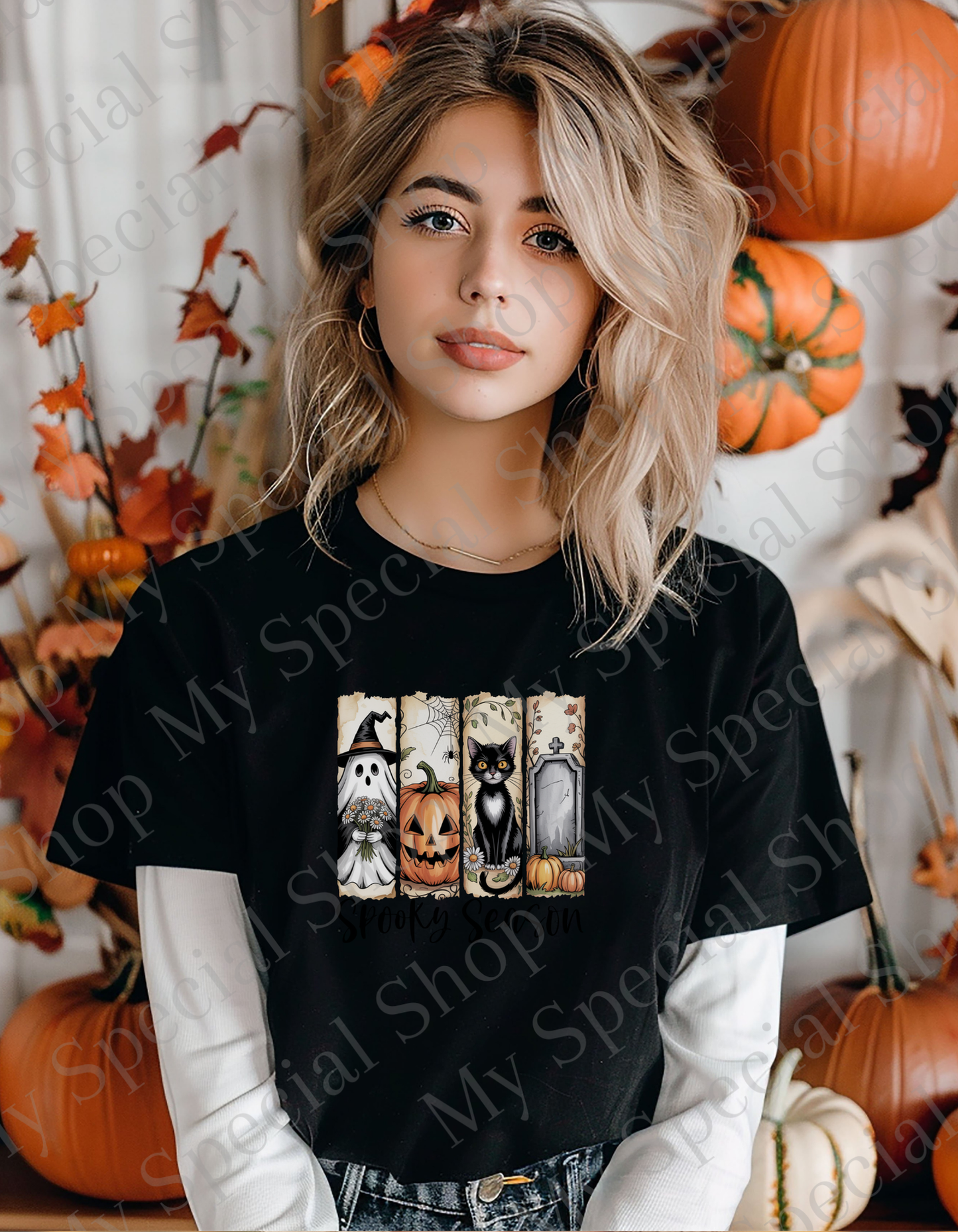 Spooky Season PNG – Cute Halloween Ghost | Pumpkin | Cat & Grave | Bella + Canvas | Unisex My Special Shop