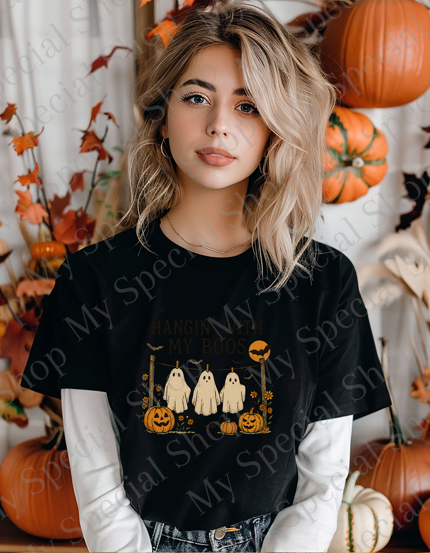 Spooky Season PNG – Cute Halloween Ghost | Pumpkin | Cat & Grave | Bella + Canvas | Unisex (Copy) My Special Shop