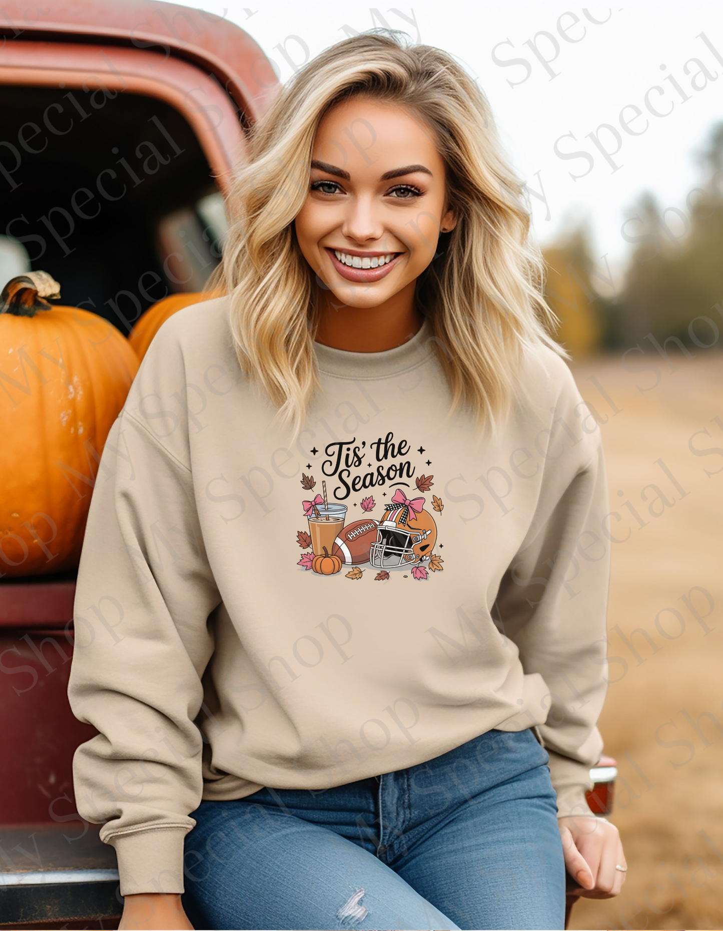 Tis’ the Season Fall Sweatshirt – Gildan 1800 Cozy Crewneck – Football & Pumpkin Spice Graphic Pullover | Team Spirit | Game Night | Graphic Tee | | Bella Canvas | Soft style | Unisex My Special Shop