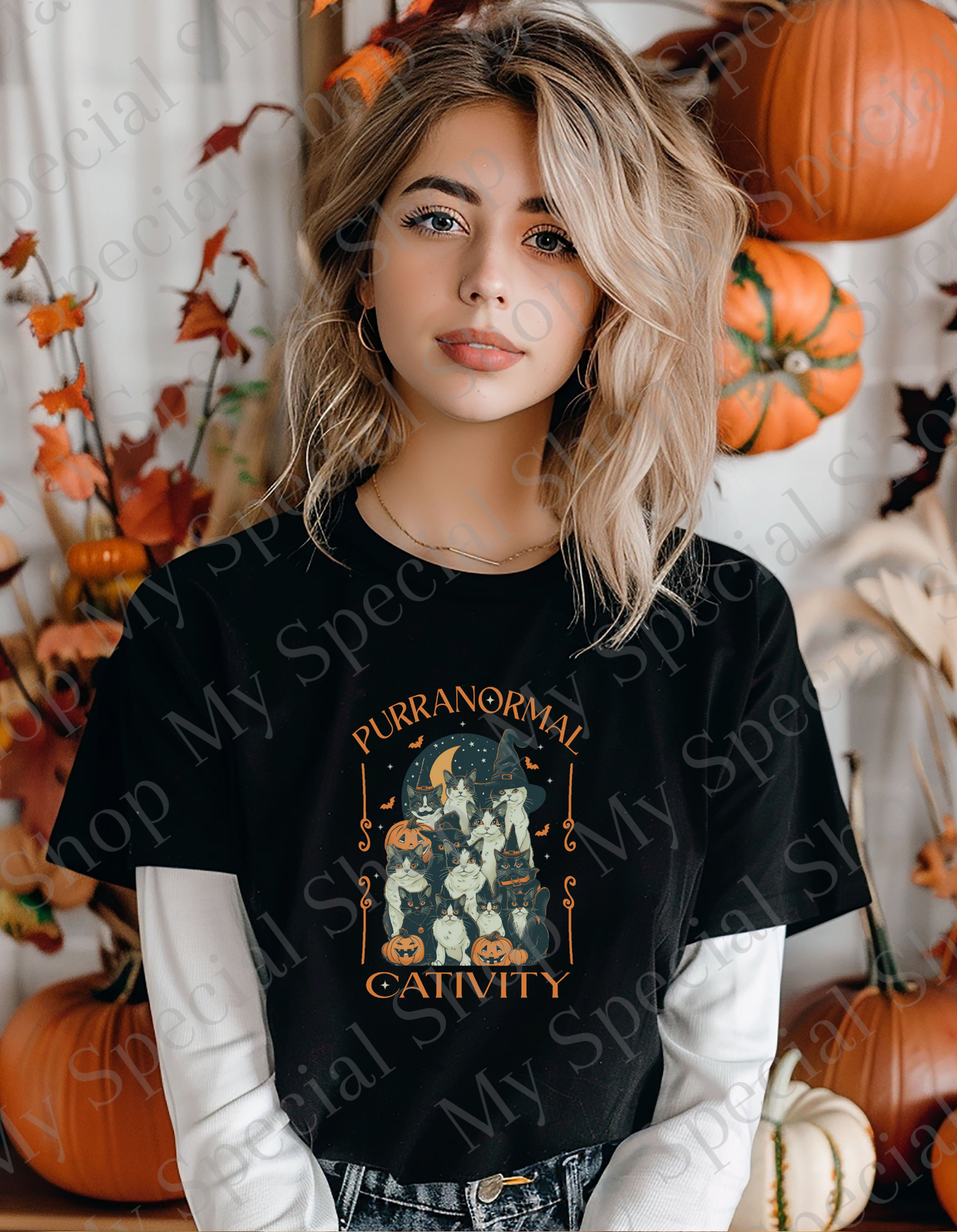 Purranormal Cativity Halloween Shirt β Spooky Cats Tee | Bow | Funny | Bella + Canvas | Unisex My Special Shop