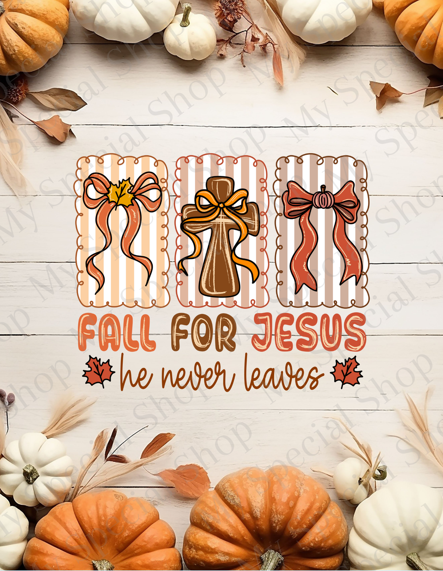 Fall for Jesus He Never Leaves Sweatshirt – Cozy Christian Fall Crewneck – Faith & Pumpkin Season Pullover | Graphic Tee | Soft style | Unisex My Special Shop