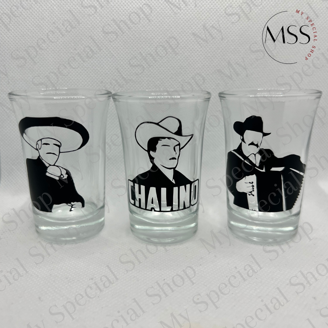 Iconic Mexican Singer Shot Glass | Ramon Ayala | Vicente Fernandez | Chalino Sanchez | Party | Get to gether | Celebration My Special Shop
