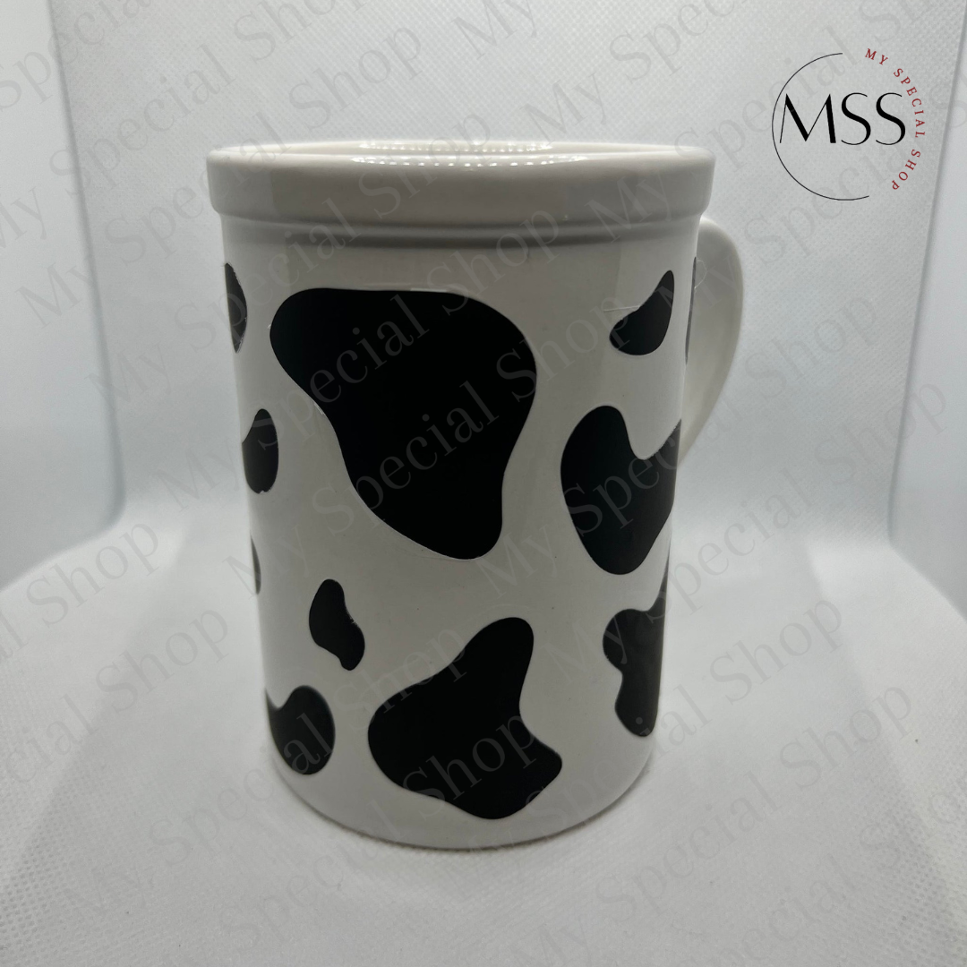 Bold Cow Print Mug – Farmhouse Aesthetic with Durable Vinyl Design | 16 oz | Cow Pattern | Straight Mug | My Special Shop