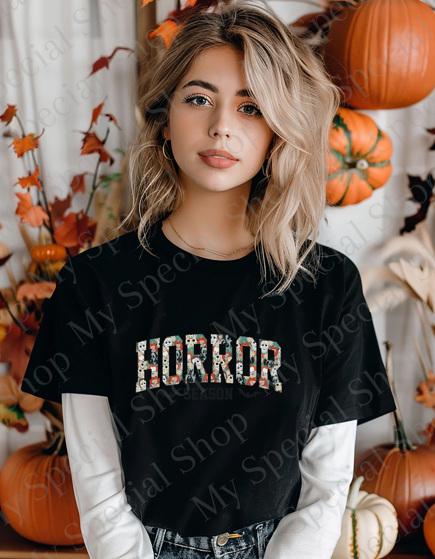 Horror Season | Floral Slasher Design | Halloween | Spooky | Iconic | Graphic Tee | | Bella Canvas | Soft style | Unisex My Special Shop
