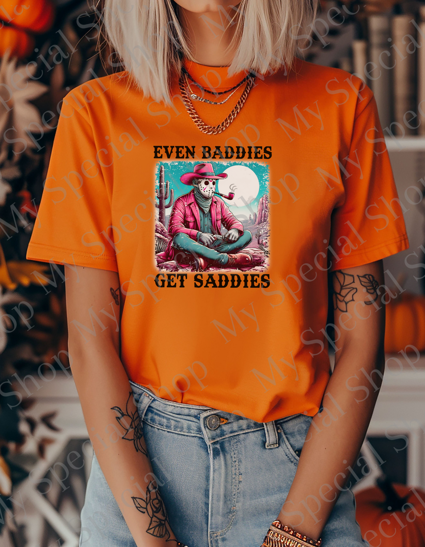 Even Baddies Get Saddies β Horror Cowboy | Halloween | Spooky | Iconic | Graphic Tee | | Bella Canvas | Soft style | Unisex My Special Shop