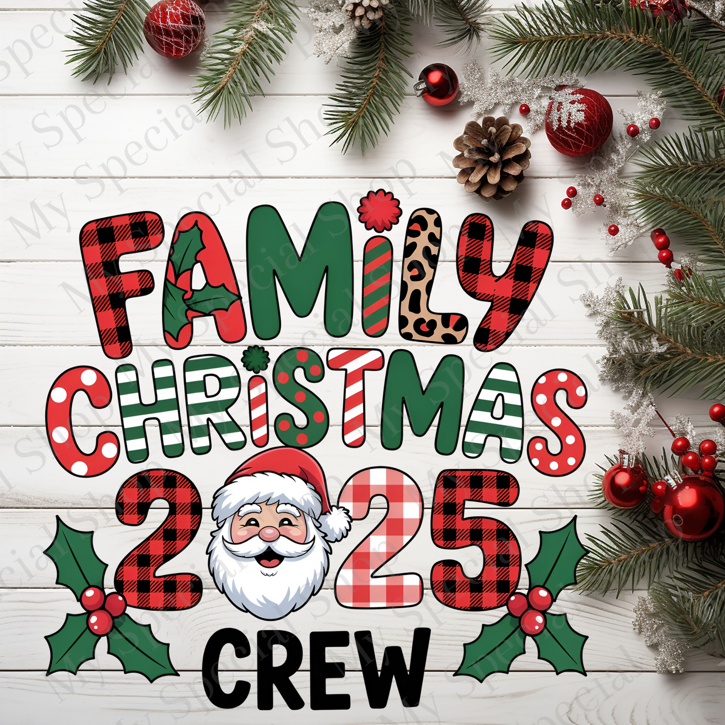 Santa Family Christmas 2025 Crew Shirts | Matching Holiday Outfits | Santa Design | Plaid & Leopard Print My Special Shop