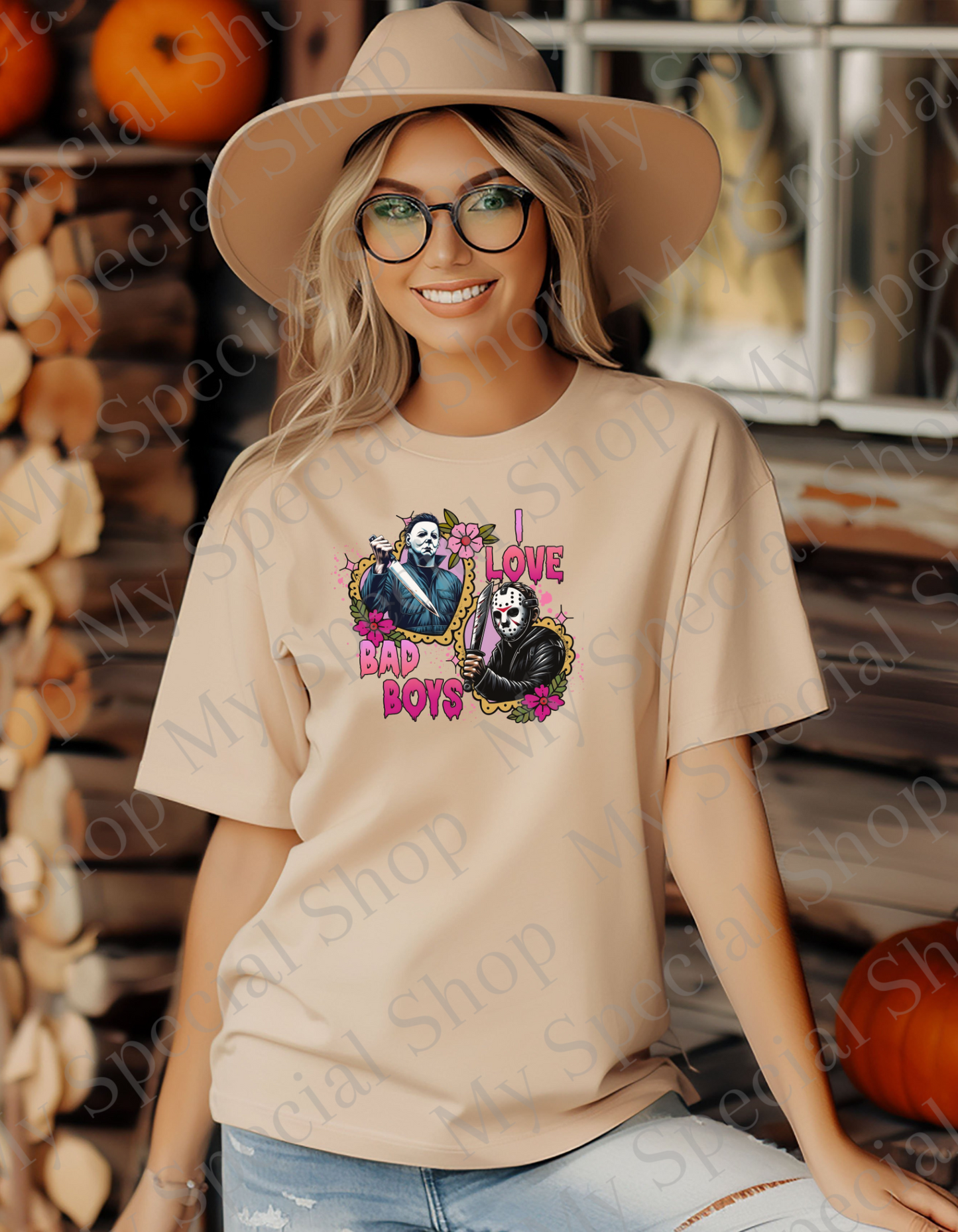 I Love Bad Boys – Slasher Halloween DTF Shirt | Halloween | Spooky | Iconic | Graphic Tee | | Bella Canvas | Soft style | Unisex My Special Shop