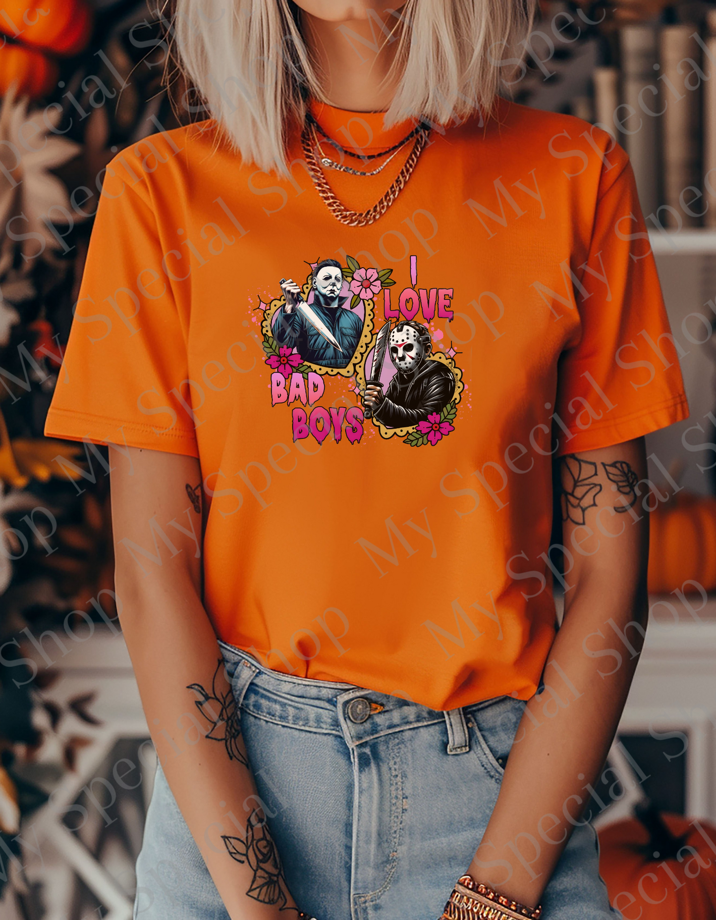 I Love Bad Boys – Slasher Halloween DTF Shirt | Halloween | Spooky | Iconic | Graphic Tee | | Bella Canvas | Soft style | Unisex My Special Shop