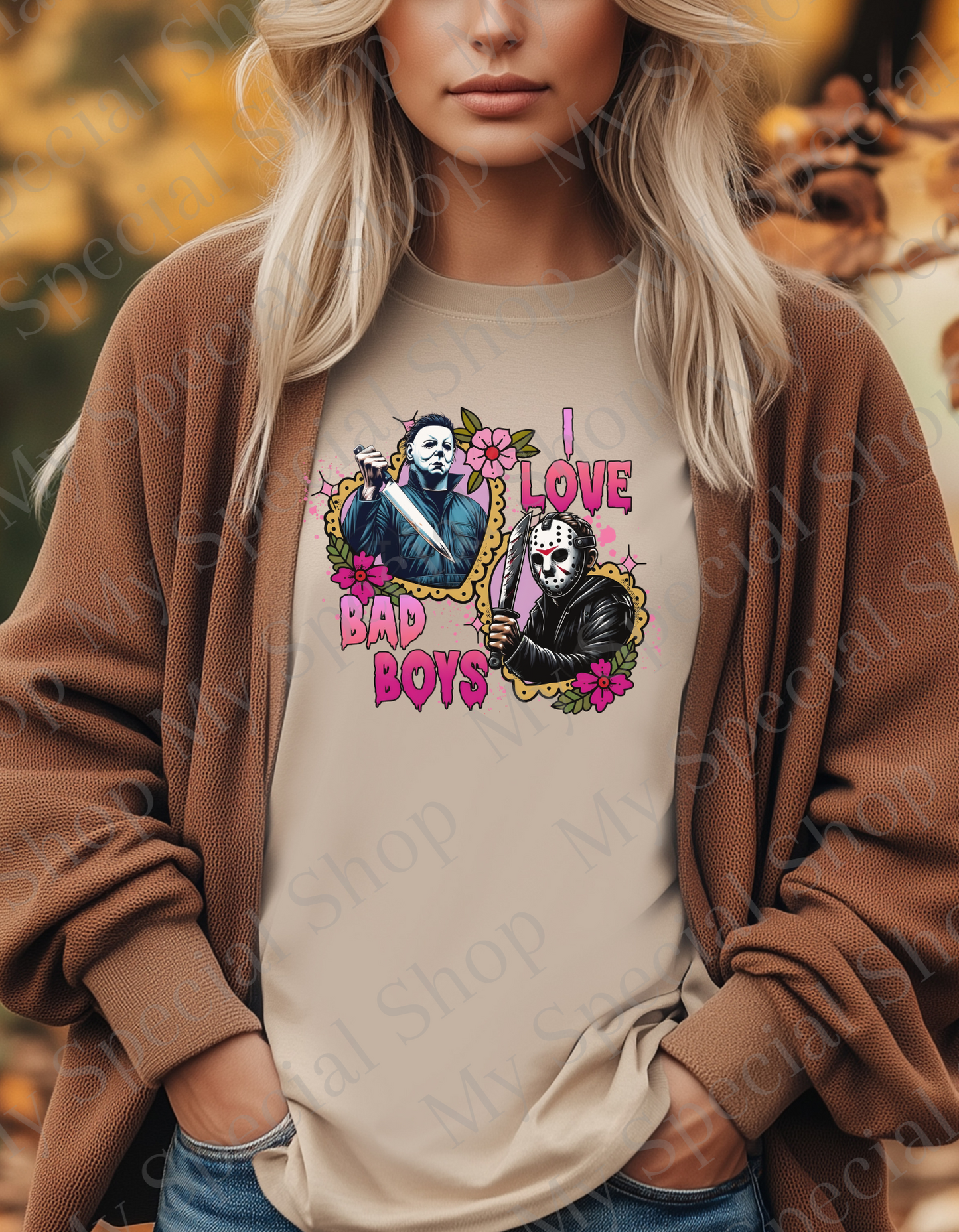I Love Bad Boys – Slasher Halloween DTF Shirt | Halloween | Spooky | Iconic | Graphic Tee | | Bella Canvas | Soft style | Unisex (Copy) My Special Shop