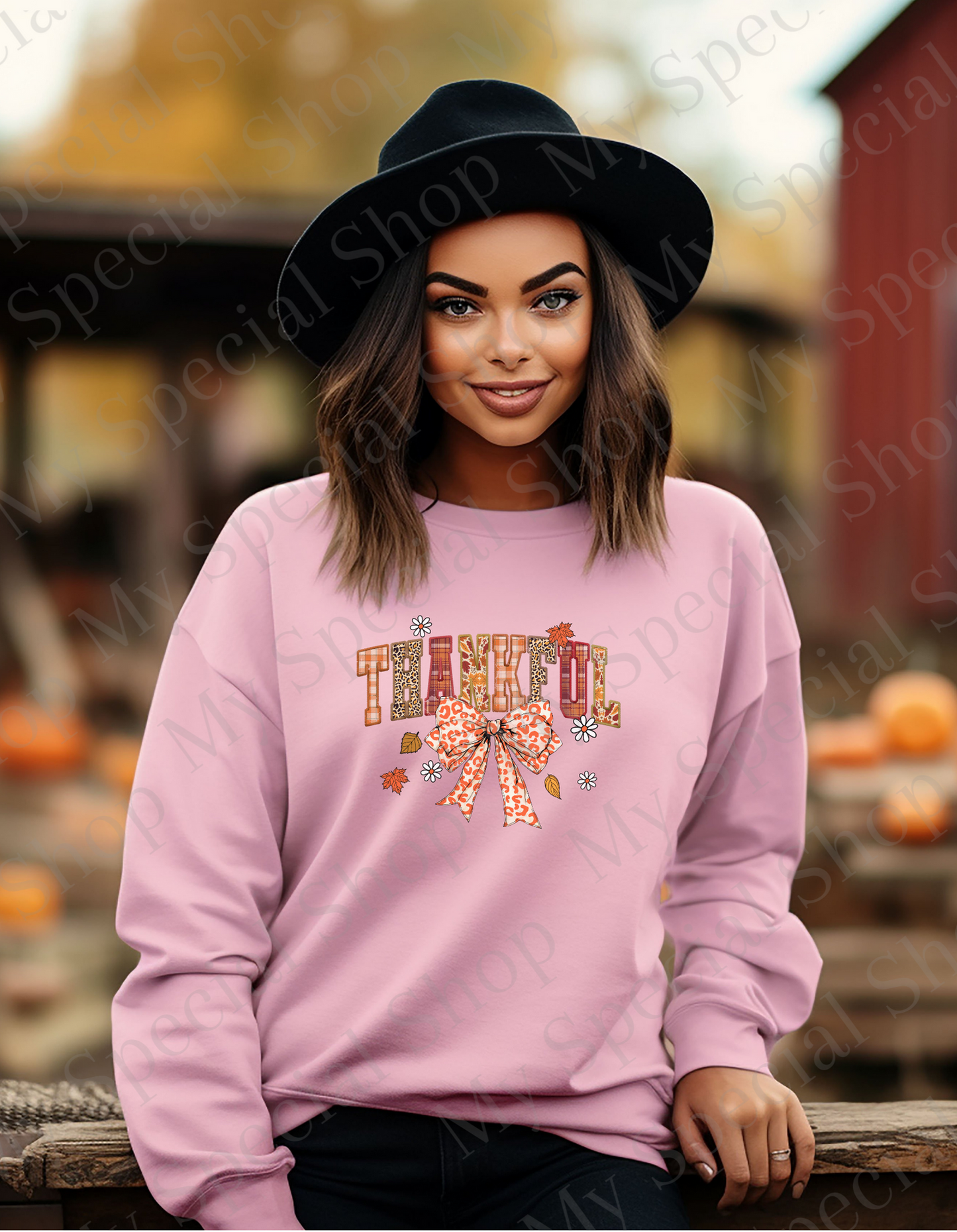 THANKFUL Fall Sweatshirt | Crewneck Pullover| Graphic Tee | Soft style | Unisex (Copy) My Special Shop
