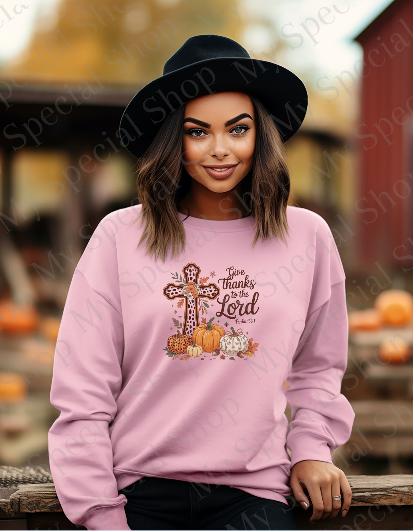 Give Thanks to the Lord Sweatshirt | Cross | Faith | Fall | Pumpkin | Soft style | Unisex My Special Shop