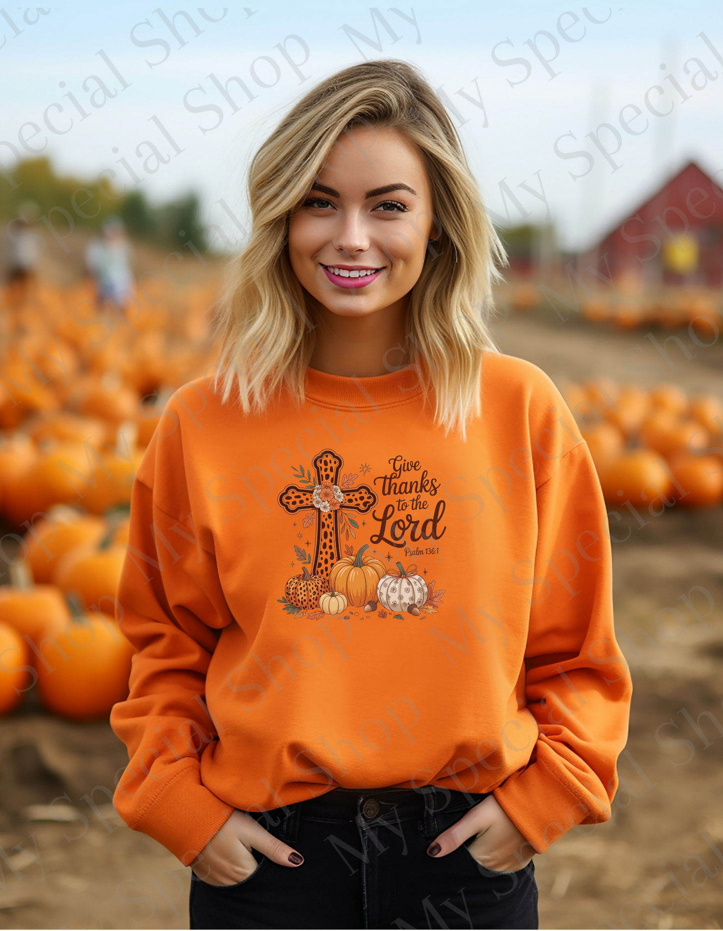Give Thanks to the Lord Sweatshirt | Cross | Faith | Fall | Pumpkin | Soft style | Unisex My Special Shop