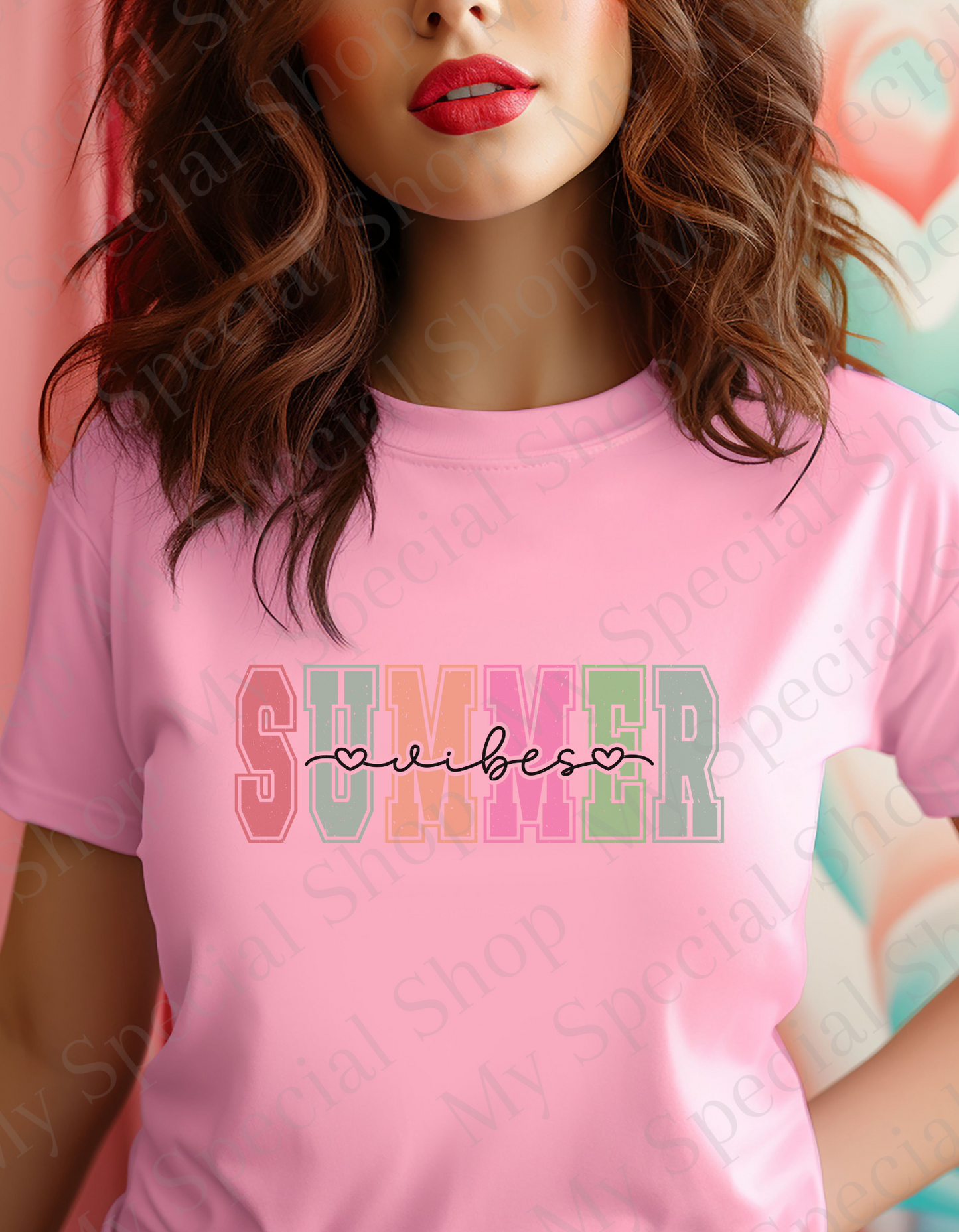 Summer Vibe Shirt | Light Pink | Light Blue | White | Cotton | Summer time | (Copy) My Special Shop