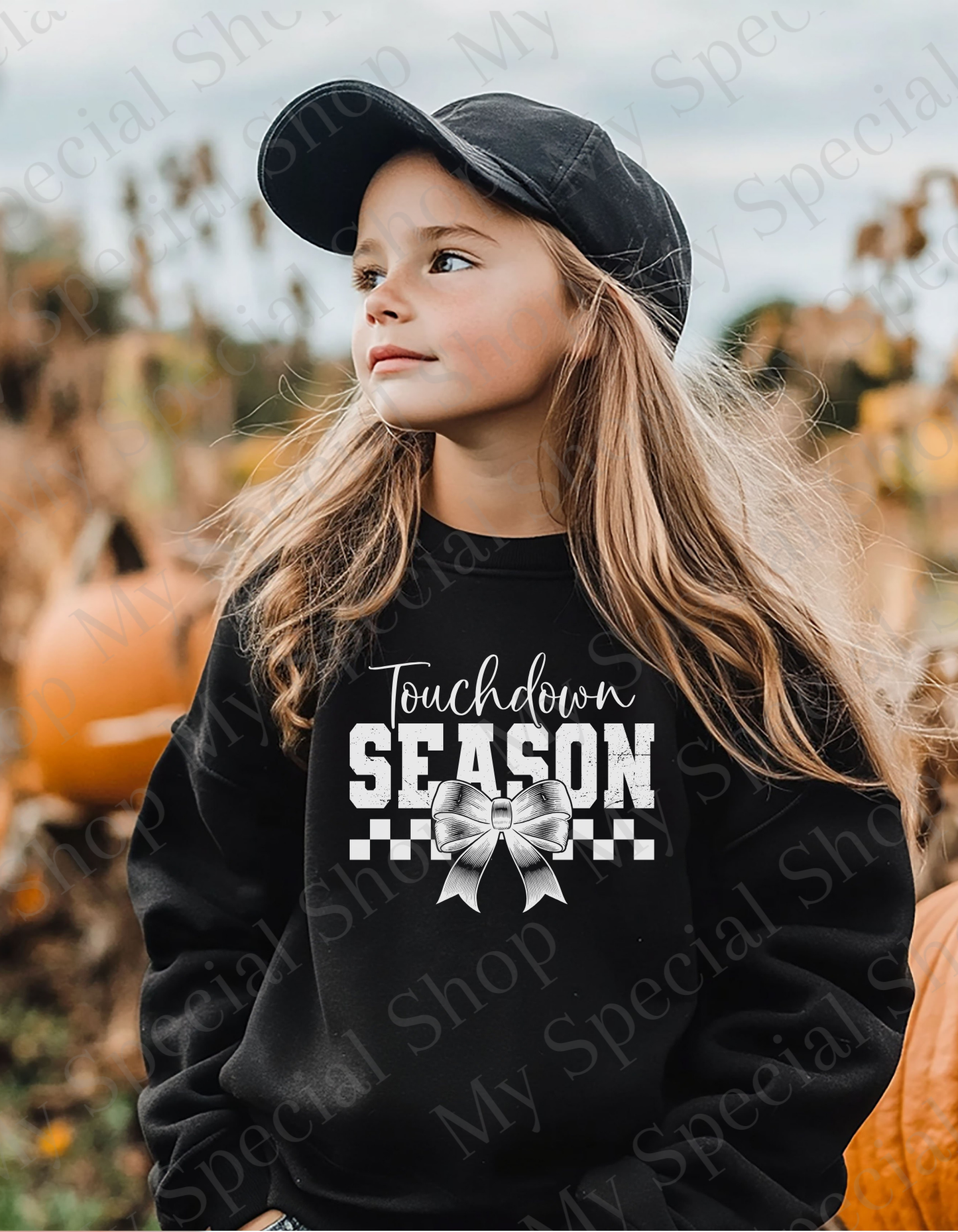 Touchdown Season Sweatshirt | Gildan 1800 Crewneck | Fall Football Game Day Pullover | Black & White Bow Graphic | Game Day Outfit | Unisex My Special Shop
