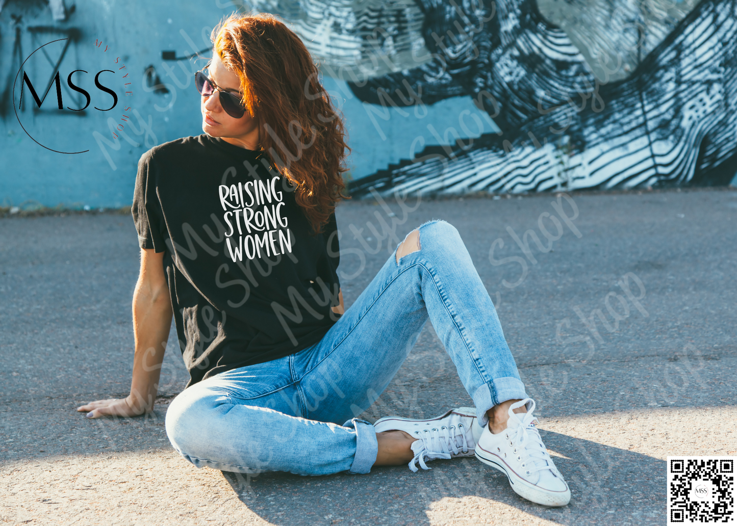 Raising Strong Women | Black | White | Graphic | HTV | Cotton | Empowering My Style Shop
