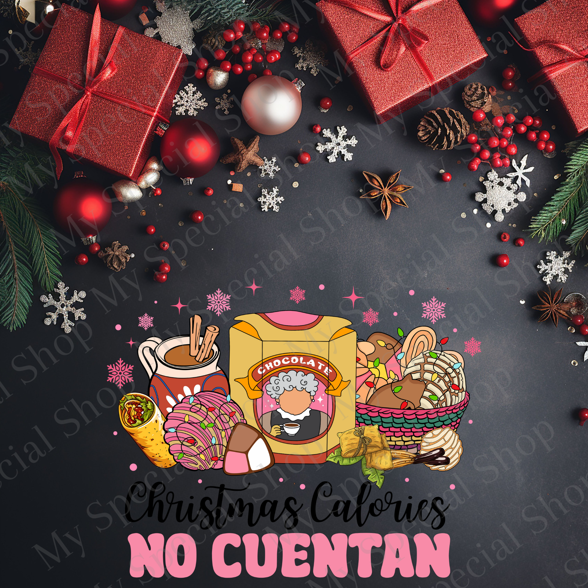 Christmas Calories No Cuentan Shirt | Funny Latino Christmas Tee | Pan Dulce & Abuelita Chocolate Shirt | Navidad Humor Shirt My Special Shop