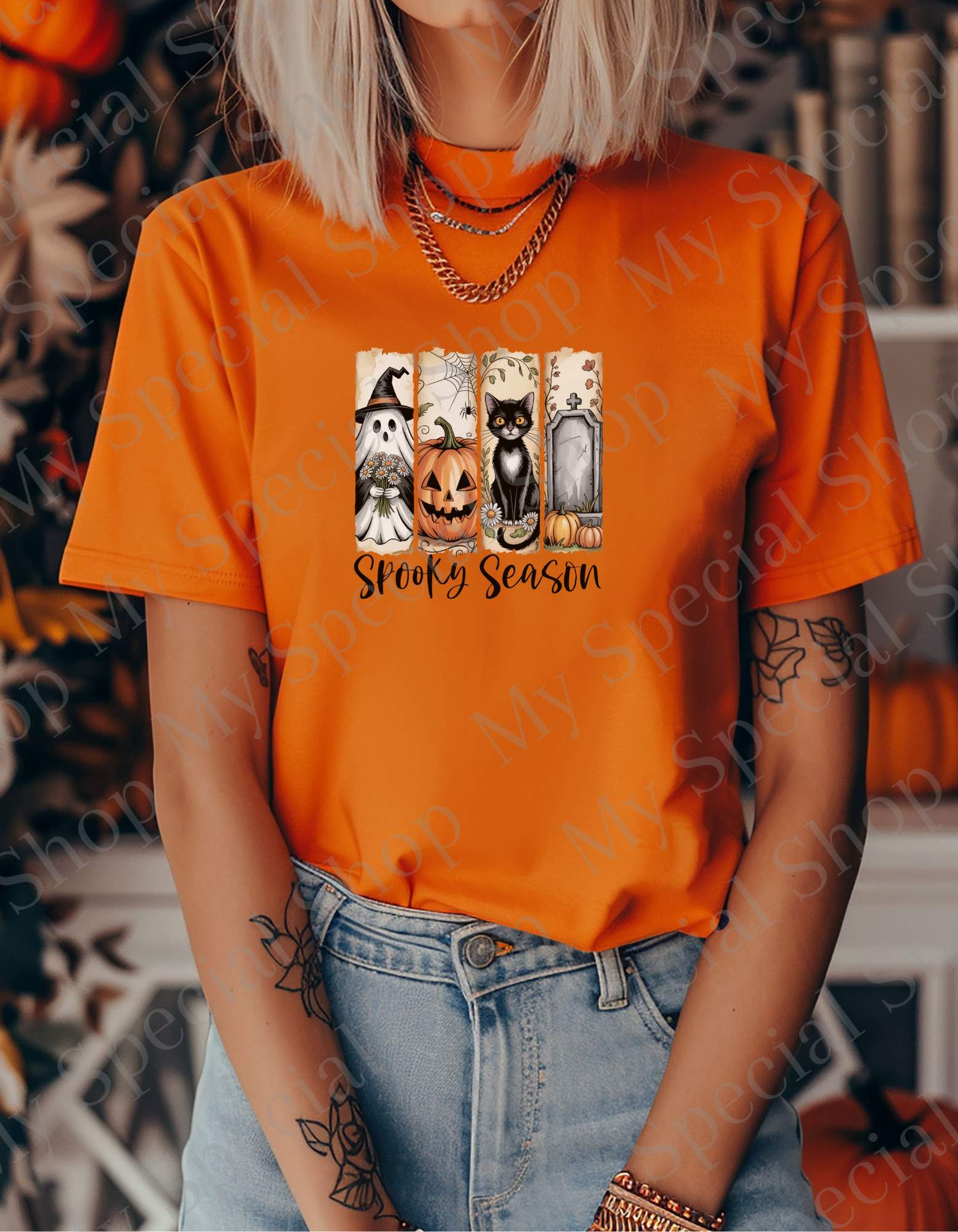 Spooky Season PNG – Cute Halloween Ghost | Pumpkin | Cat & Grave | Bella + Canvas | Unisex My Special Shop