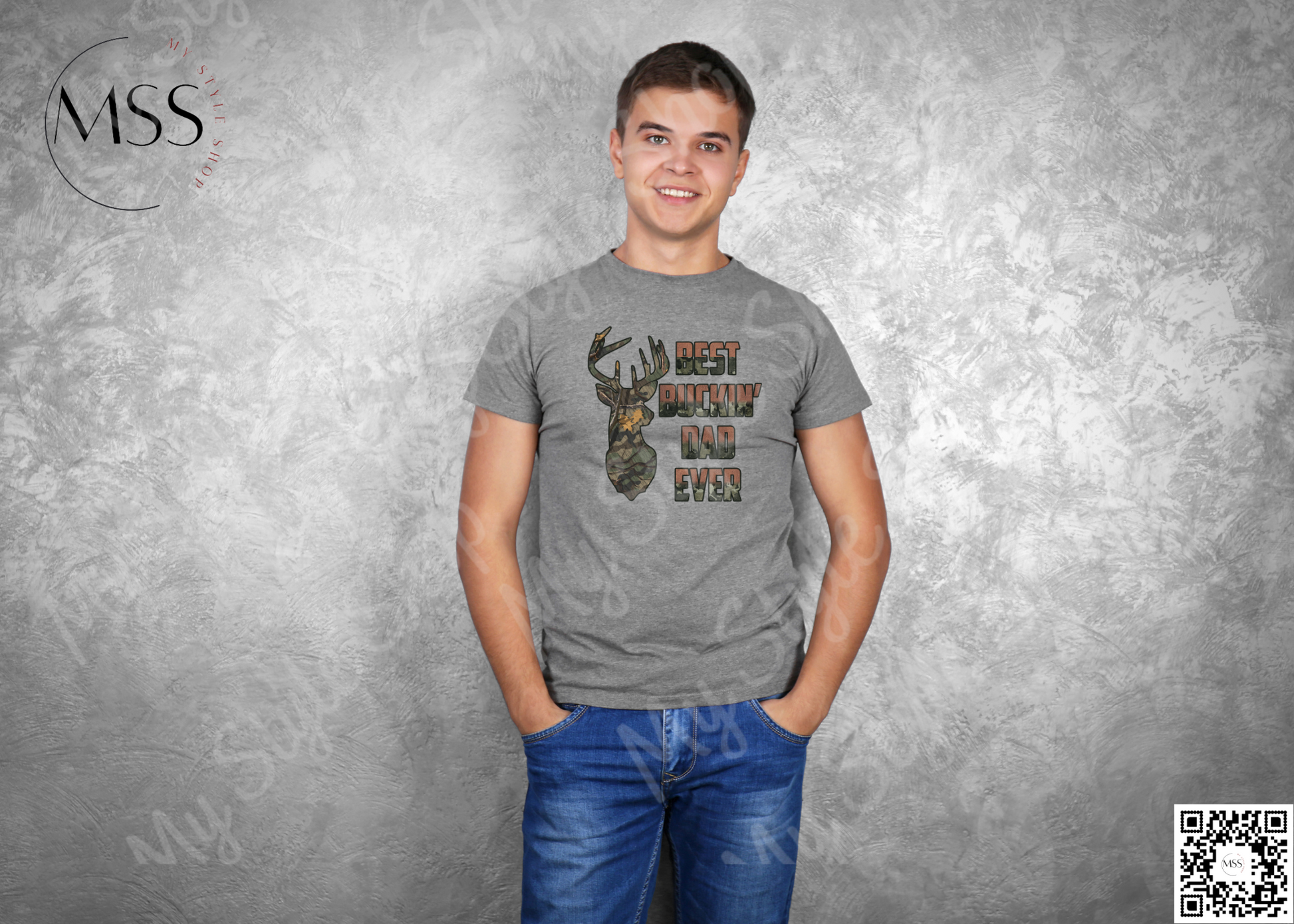 Best Buckin Dad Ever | Hunting | Father's Day | Grey | White | DTF | Sublimation My Style Shop