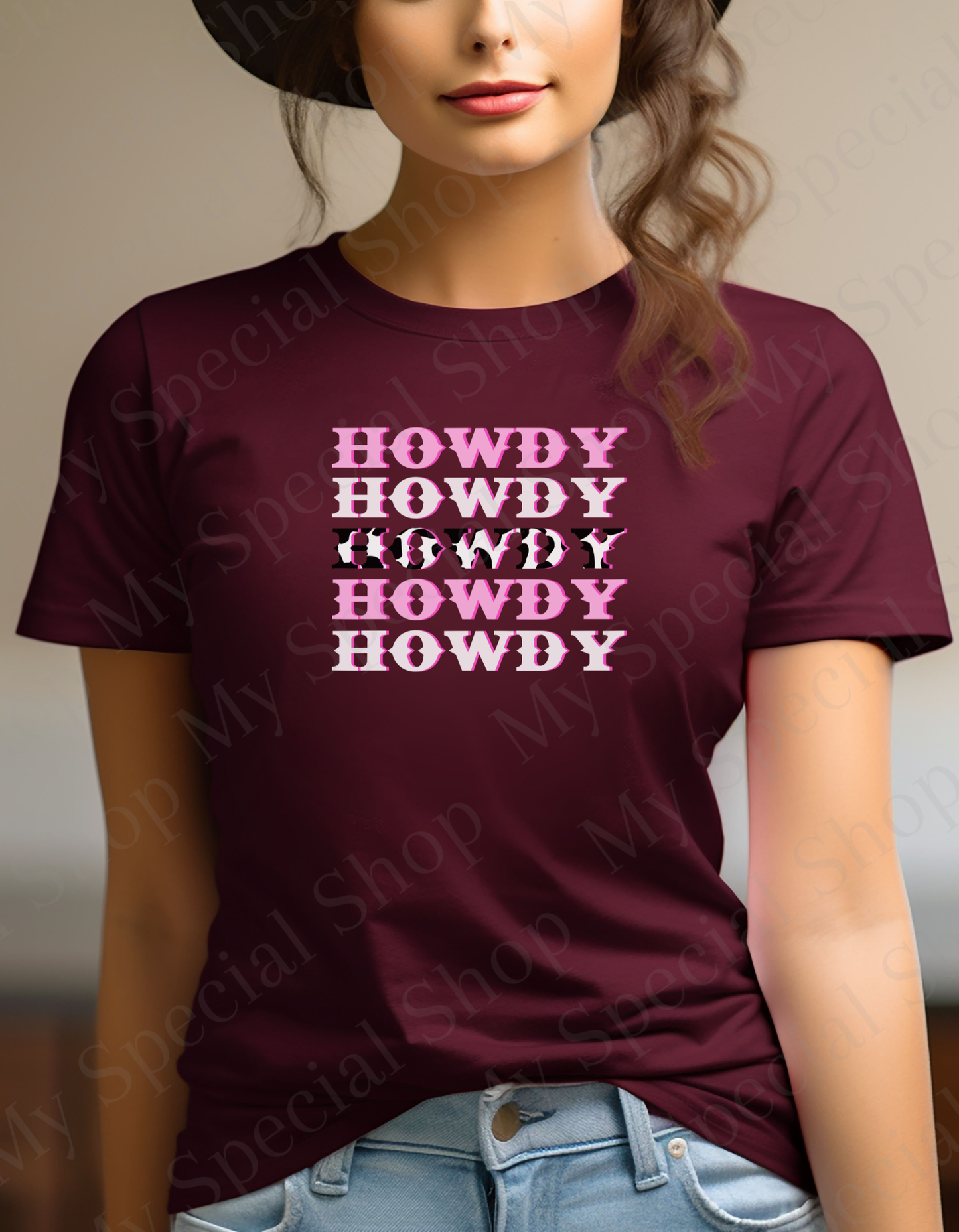 Howdy Howdy Howdy T-Shirt | Western Cowgirl Pink Graphic Tee | Country Retro Rodeo Shirt | Southern Y2K Trend My Special Shop