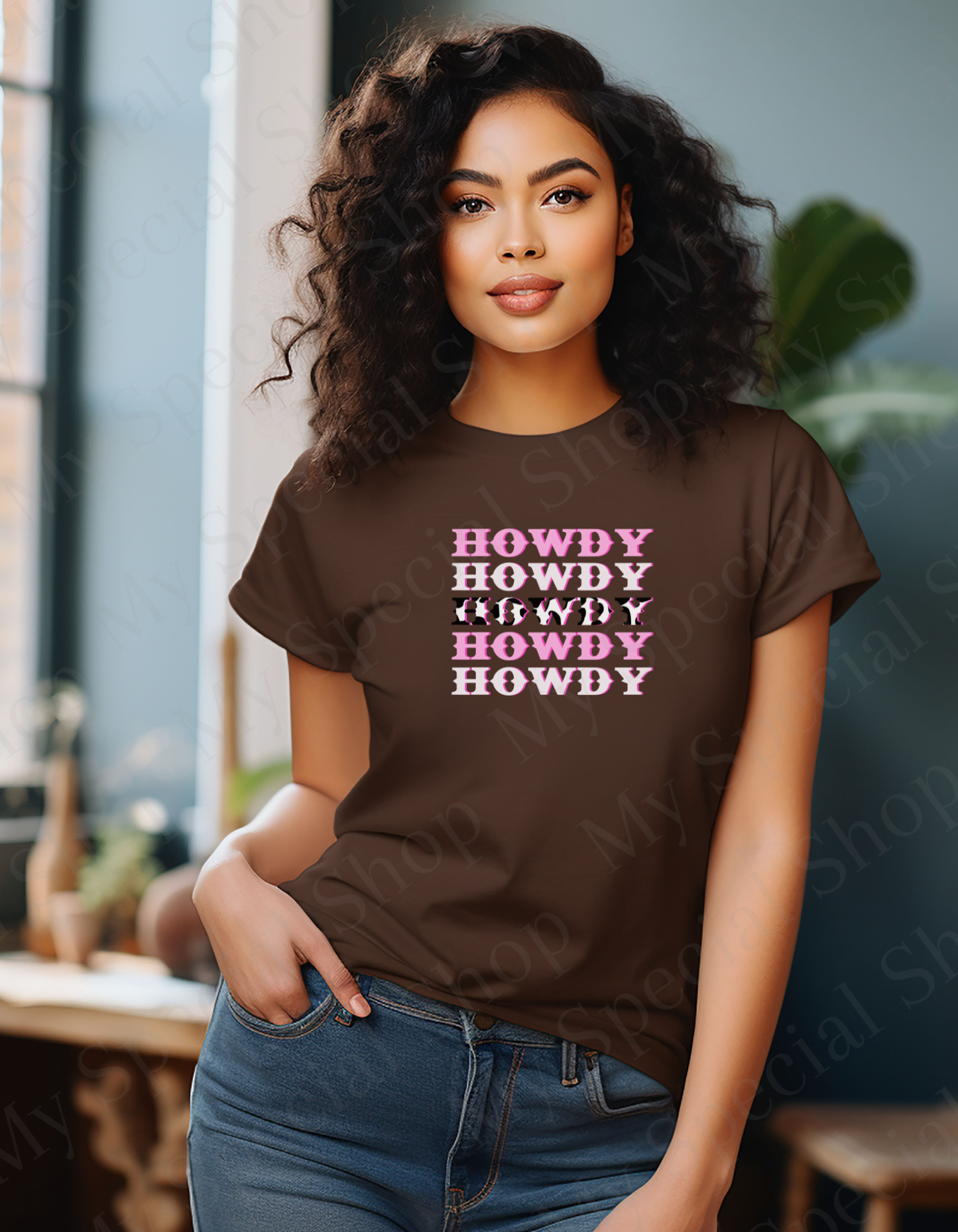 Howdy Howdy Howdy T-Shirt | Western Cowgirl Pink Graphic Tee | Country Retro Rodeo Shirt | Southern Y2K Trend My Special Shop