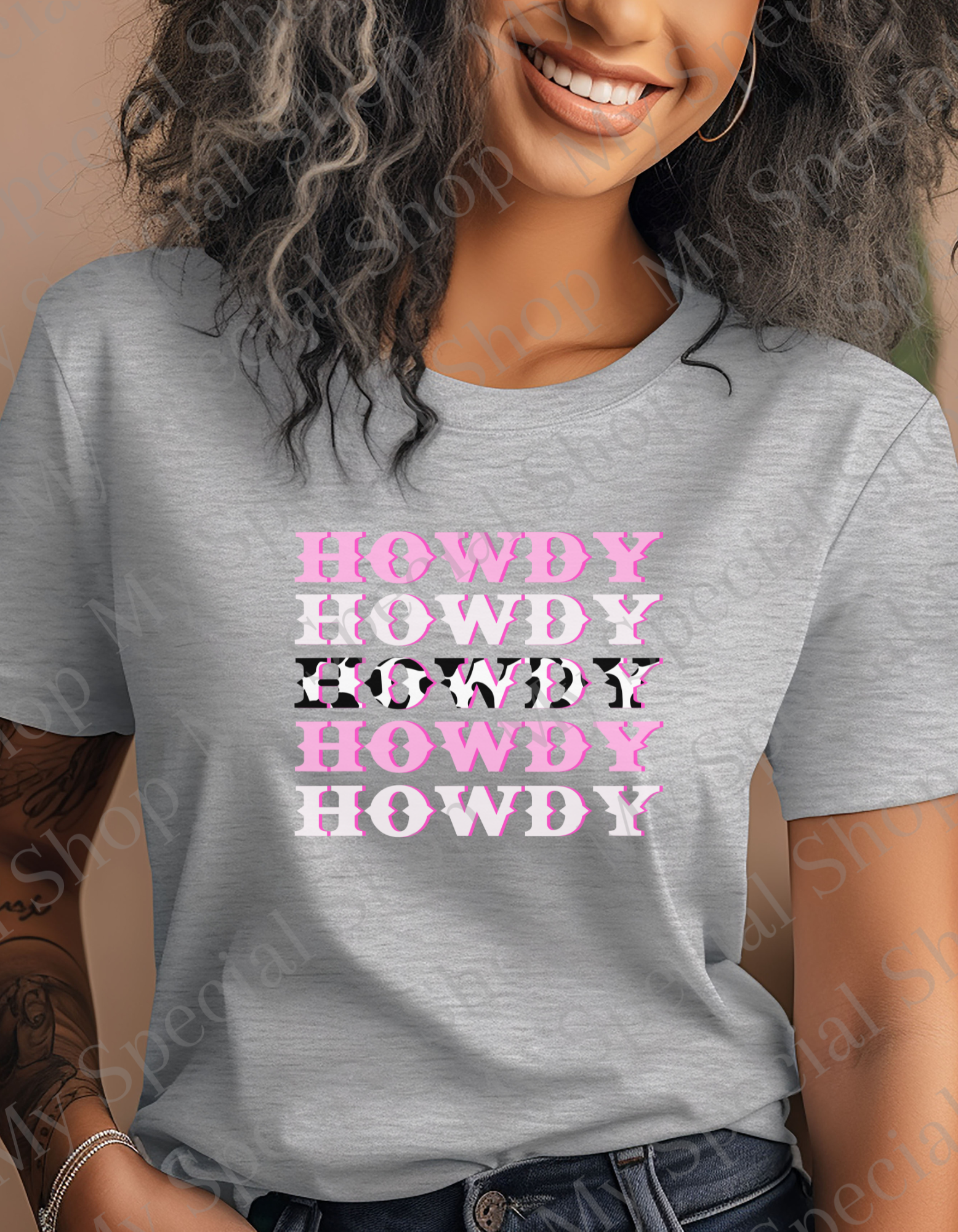 Howdy Howdy Howdy T-Shirt | Western Cowgirl Pink Graphic Tee | Country Retro Rodeo Shirt | Southern Y2K Trend My Special Shop