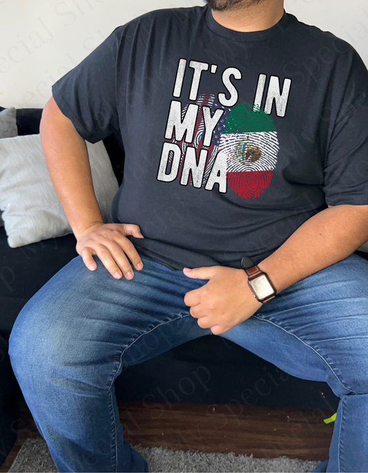IT'S IN MY DNA | USA Flag | Mexican Flag | Heritage | Finger Print | Hispanic | Unisex | Cotton My Special Shop