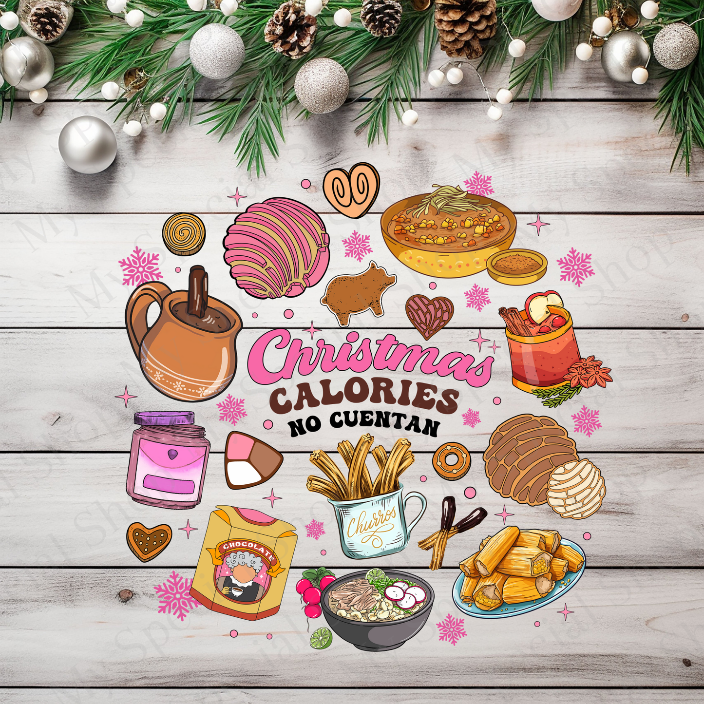 Christmas Calories No Cuentan Shirt or Sweatshirt | Funny Latino Christmas Design | Tamales, Champurrado & Pan Dulce Holiday Apparel My Special Shop