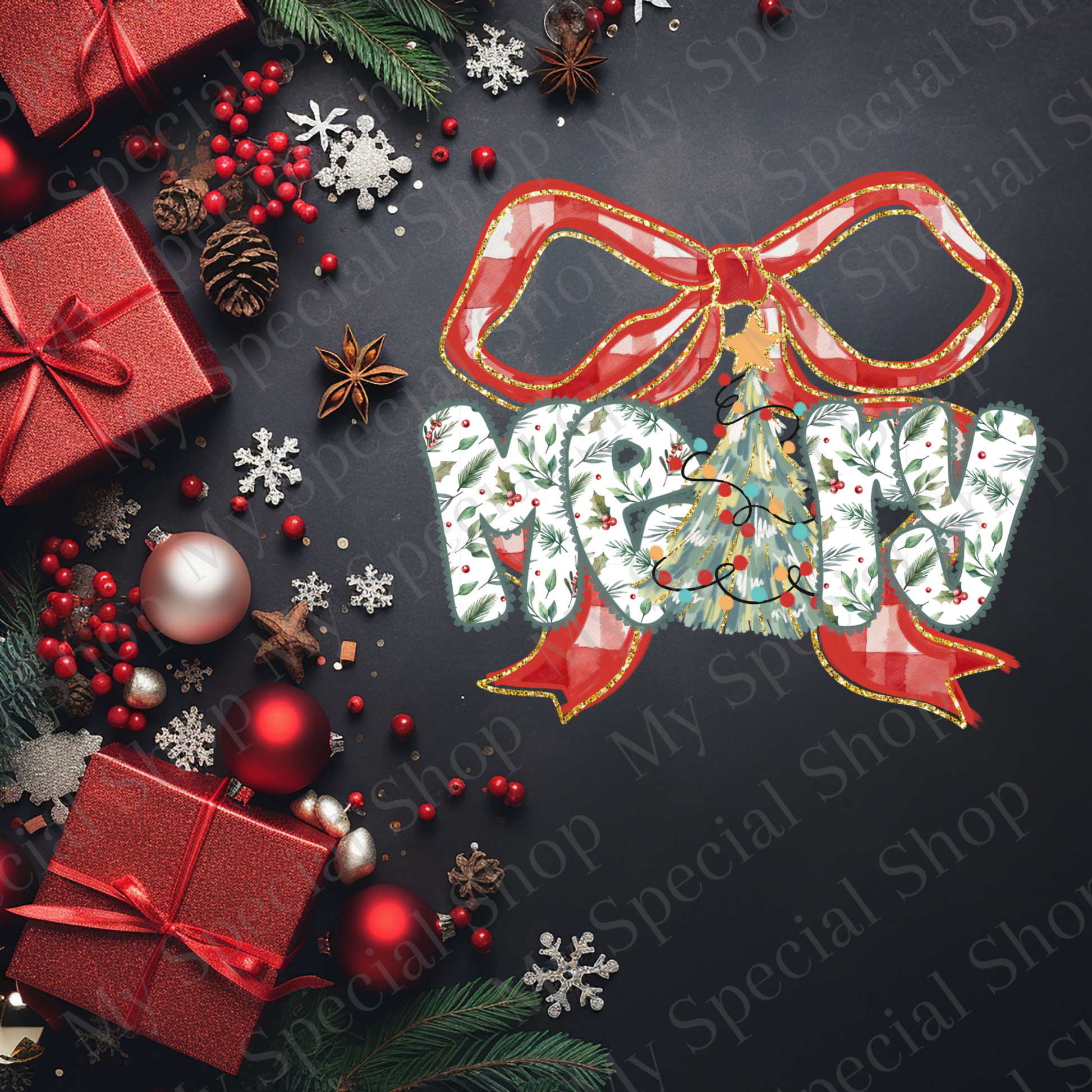 Merry Christmas Bow Shirt | Farmhouse Christmas Tree Tee | Holiday Red Plaid Bow Design | Cozy Christmas Outfit My Special Shop