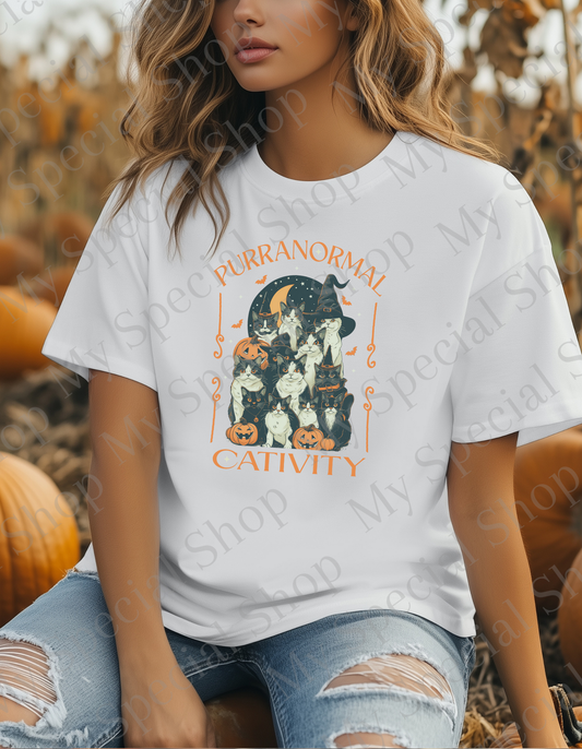 Purranormal Cativity Halloween Shirt – Spooky Cats Tee | Bow | Funny | Bella + Canvas | Unisex My Special Shop