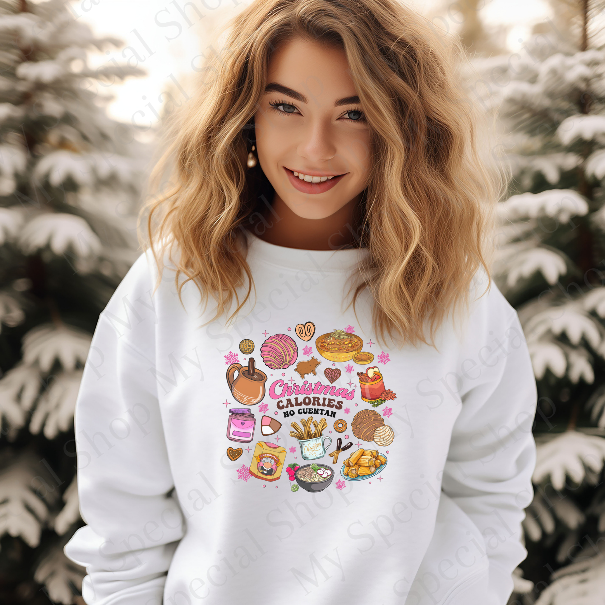 Christmas Calories No Cuentan Shirt or Sweatshirt | Funny Latino Christmas Design | Tamales, Champurrado & Pan Dulce Holiday Apparel My Special Shop