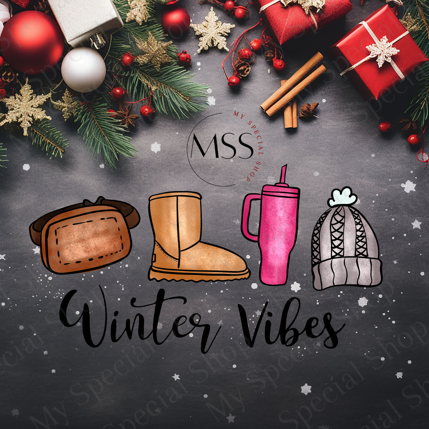 Winter Vibes Shirt or Sweatshirt | Cozy Aesthetic Winter Outfit | Uggs, Stanley Cup & Beanie Design | Trendy Christmas Apparel My Special Shop