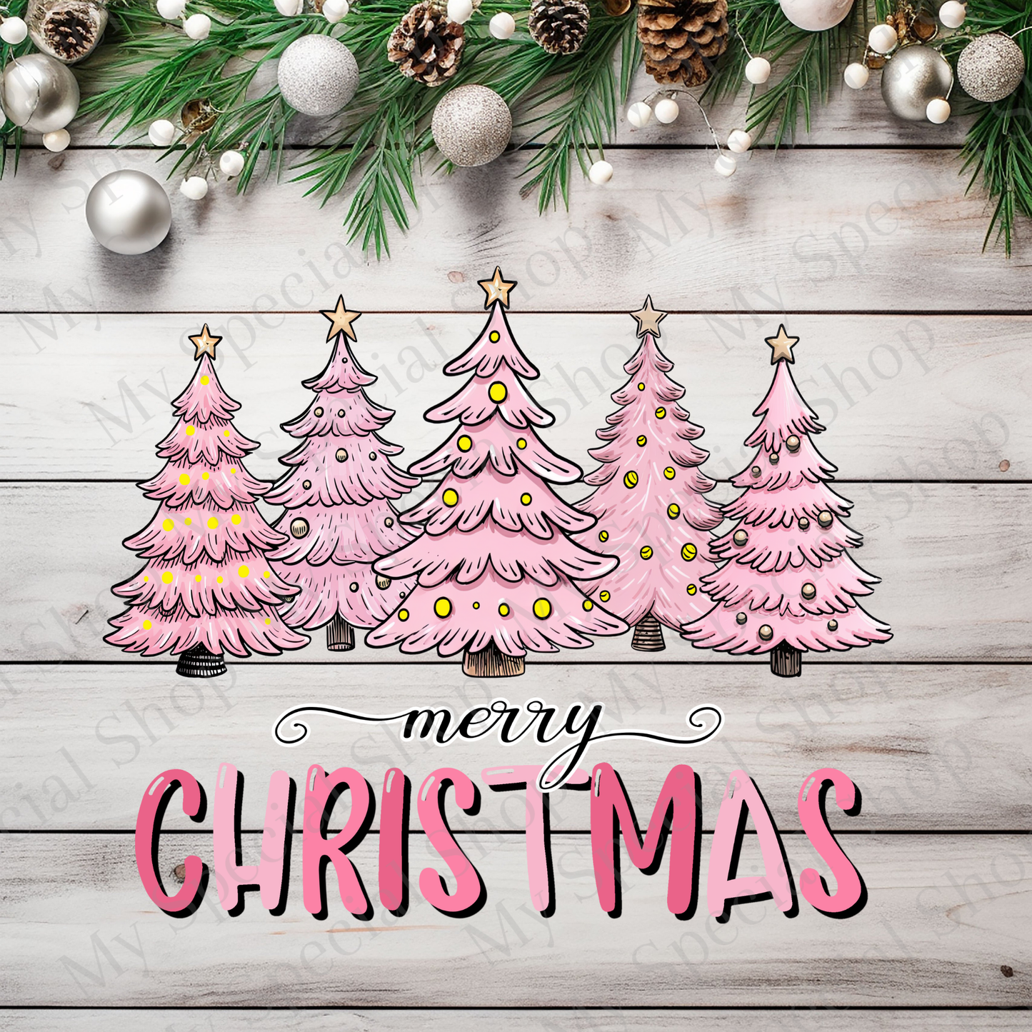 Pink Christmas Trees Shirt | Merry Christmas Pastel Tee | Girly Holiday Shirt for Women & Teens | Cute Festive Outfit My Special Shop