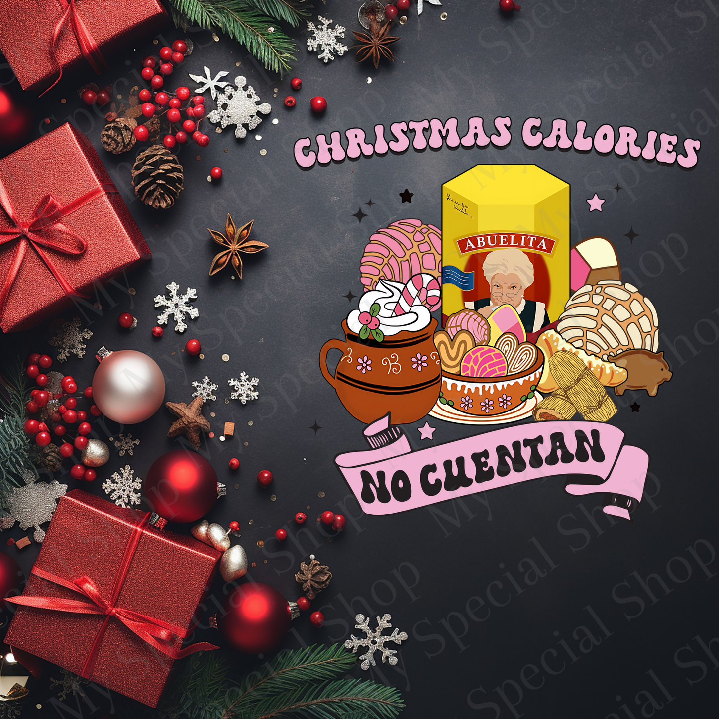 Abuelita Christmas Shirt or Sweatshirt | Cozy Latino Holiday Design | Pan Dulce, Tamales & Hot Chocolate Christmas Apparel My Special Shop