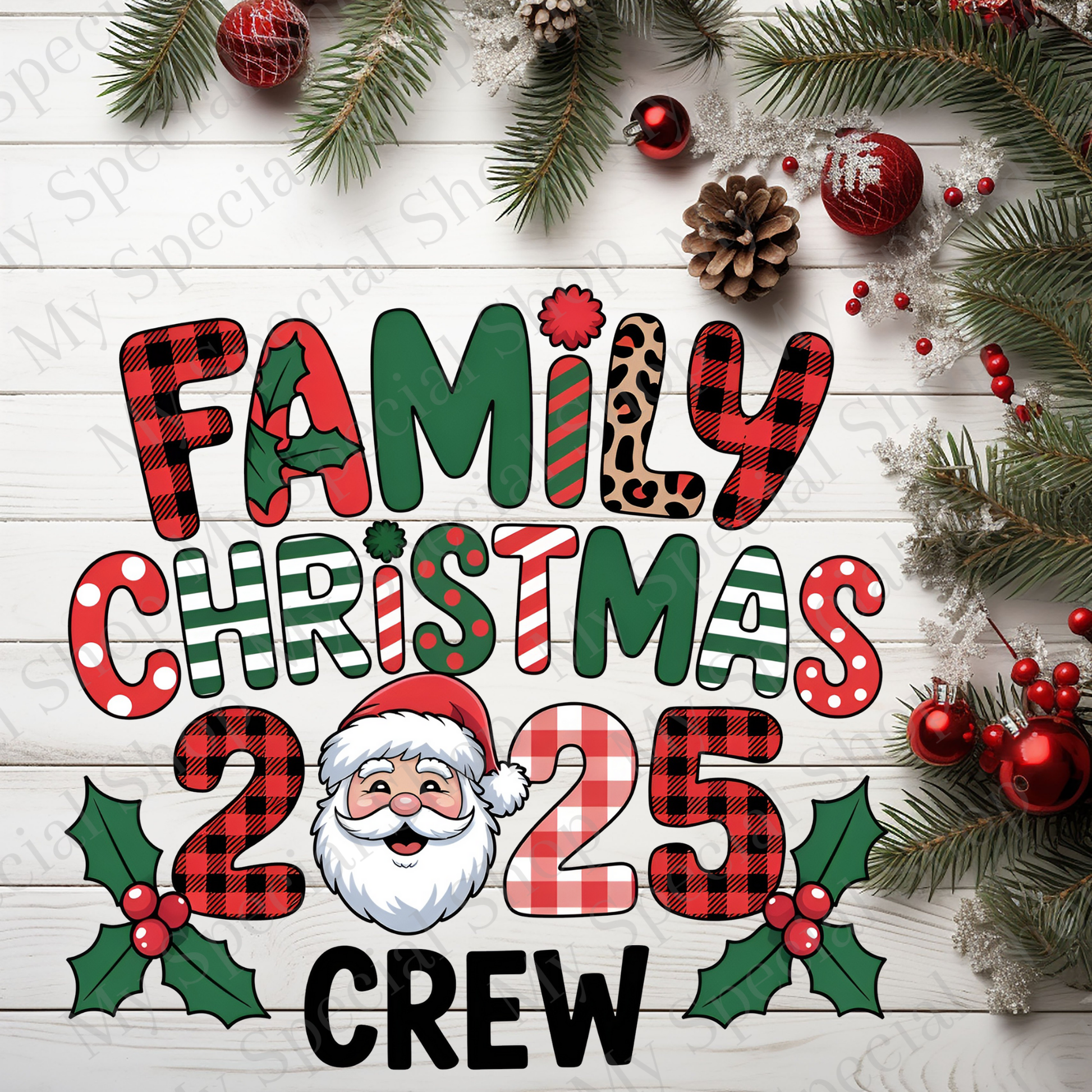 Santa Family Christmas 2025 Crew Shirts | Matching Holiday Outfits | Santa Design | Plaid & Leopard Print My Special Shop