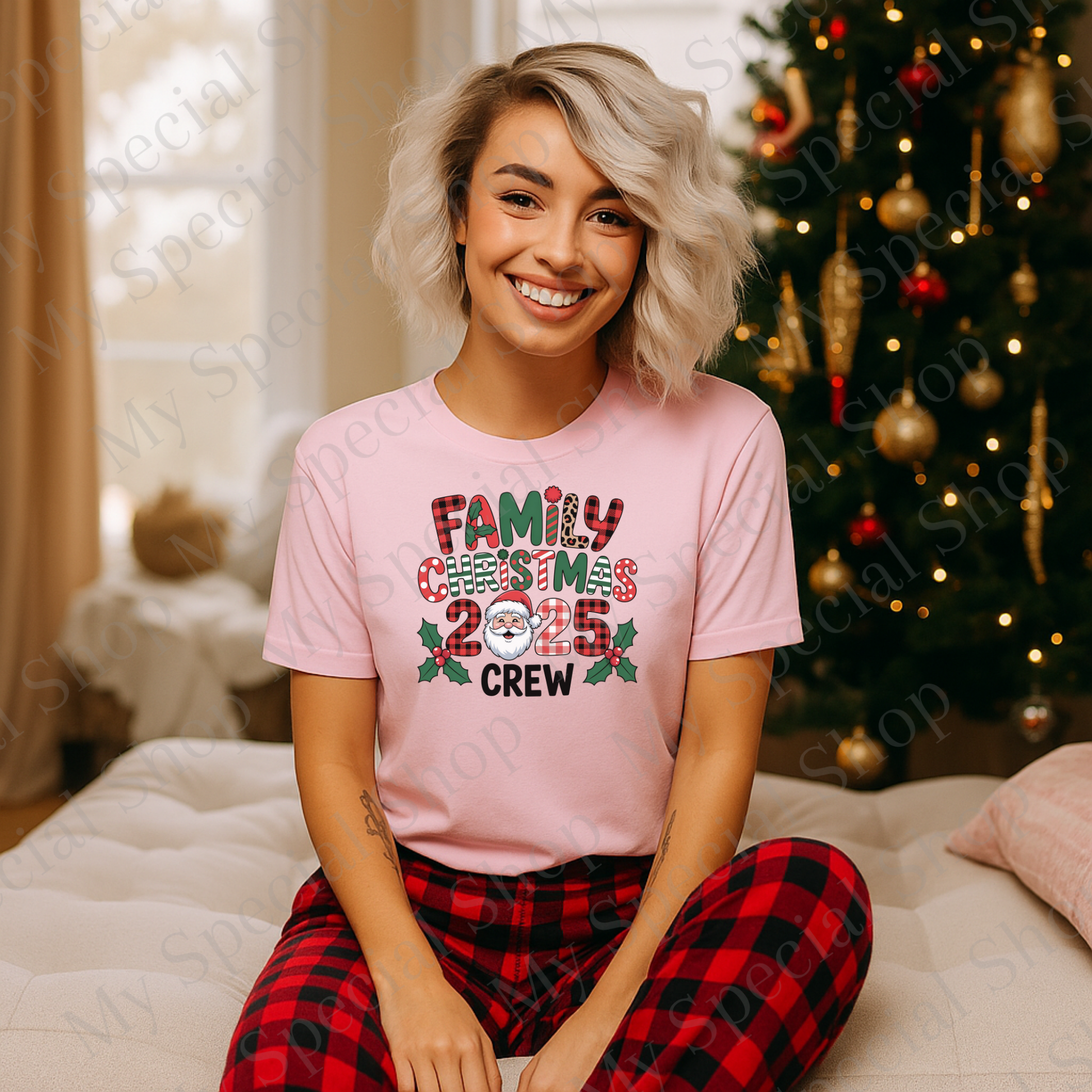 Santa Family Christmas 2025 Crew Shirts | Matching Holiday Outfits | Santa Design | Plaid & Leopard Print My Special Shop