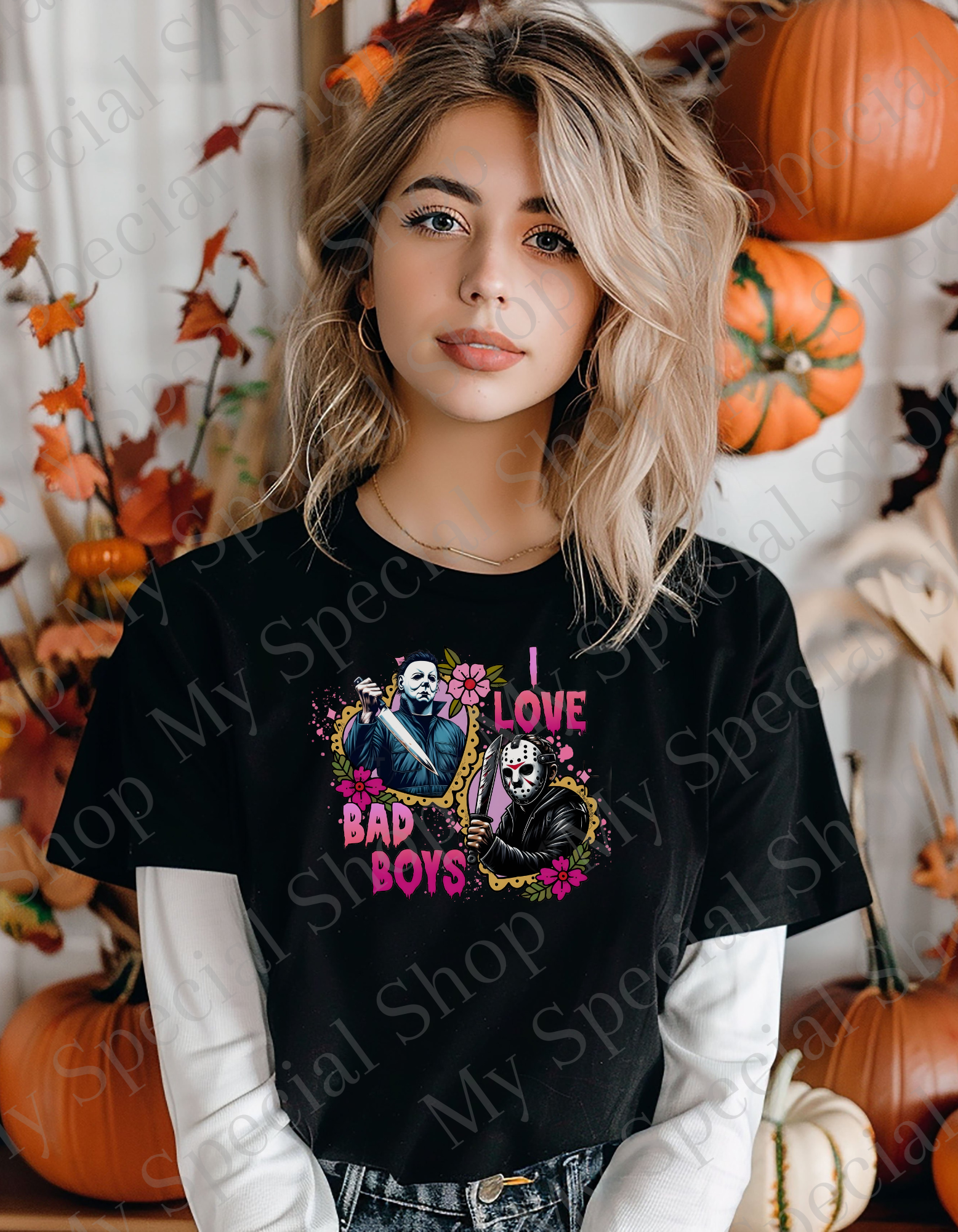 I Love Bad Boys – Slasher Halloween DTF Shirt | Halloween | Spooky | Iconic | Graphic Tee | | Bella Canvas | Soft style | Unisex My Special Shop