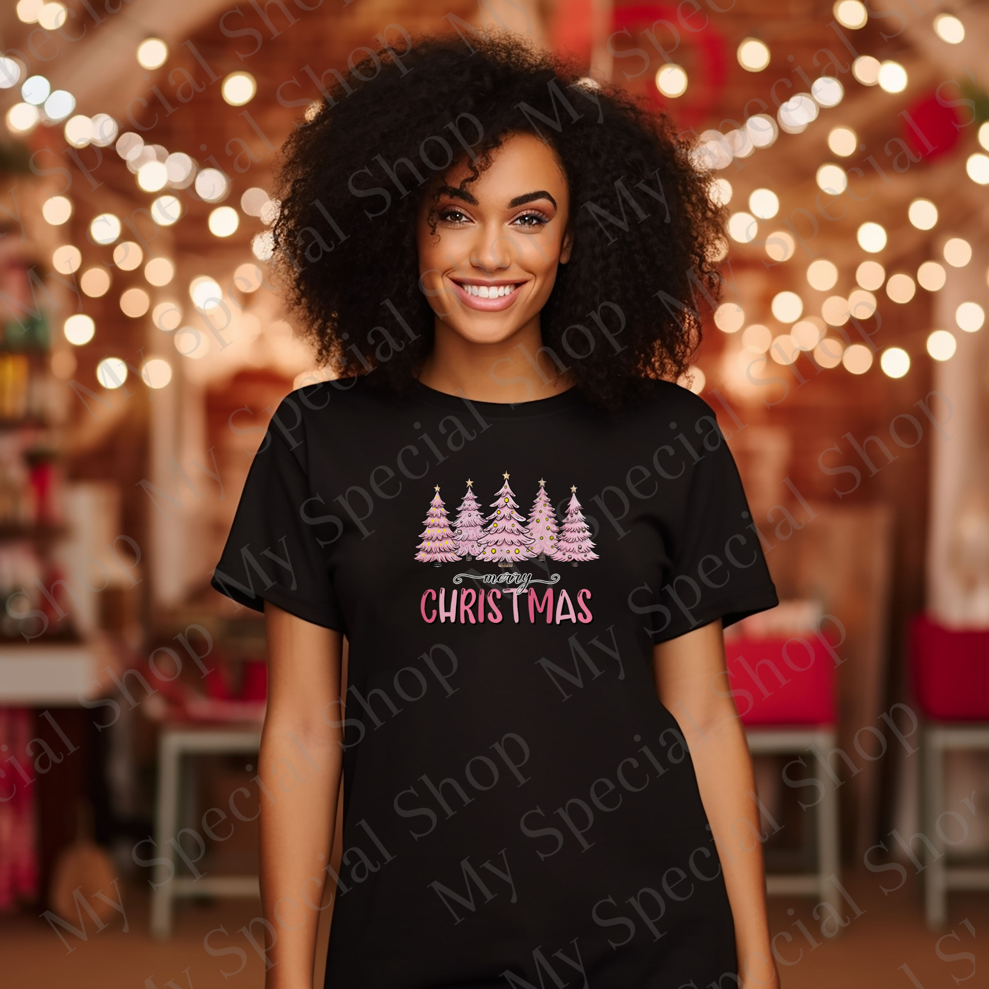 Pink Christmas Trees Shirt | Merry Christmas Pastel Tee | Girly Holiday Shirt for Women & Teens | Cute Festive Outfit My Special Shop