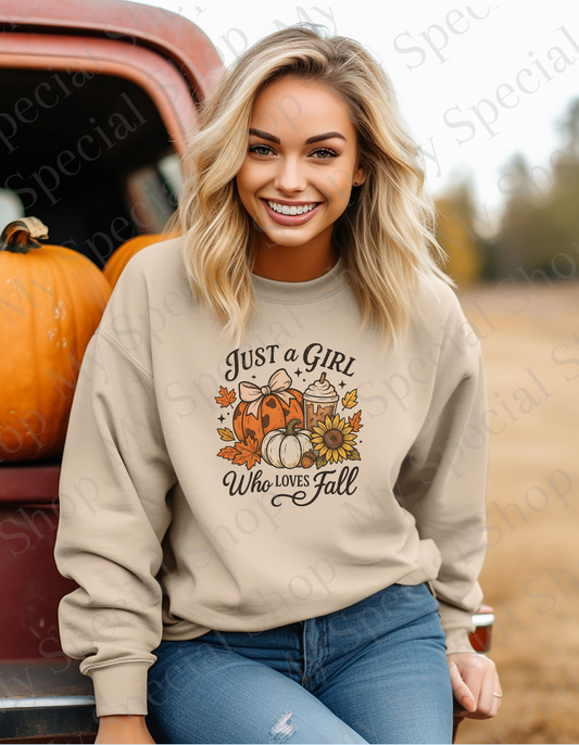 Just a Girl Who Loves Fall Sweatshirt – Cozy Autumn Vibes Pulloverr | Graphic Tee | Soft style | Unisex My Special Shop