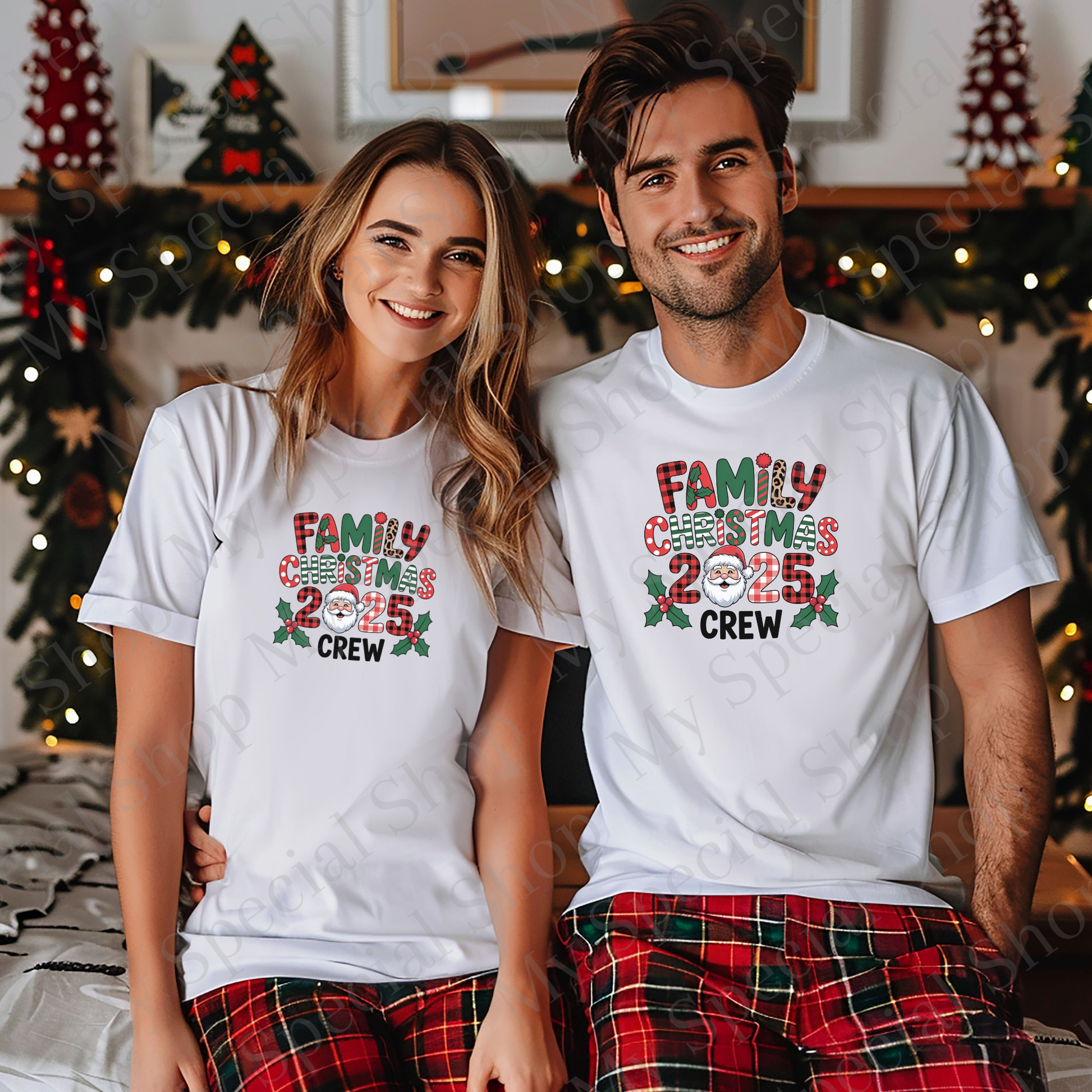 Santa Family Christmas 2025 Crew Shirts | Matching Holiday Outfits | Santa Design | Plaid & Leopard Print My Special Shop