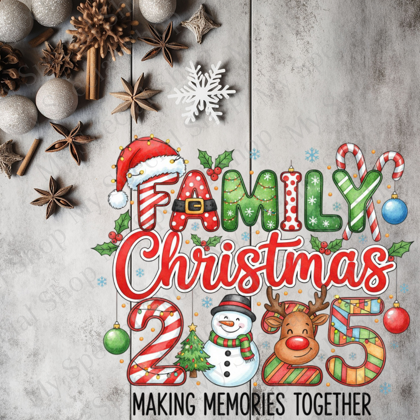 Candy Cane Family Christmas 2025 Shirts | Matching Holiday Outfits | Making Memories Together | Snowman & Reindeer Design My Special Shop