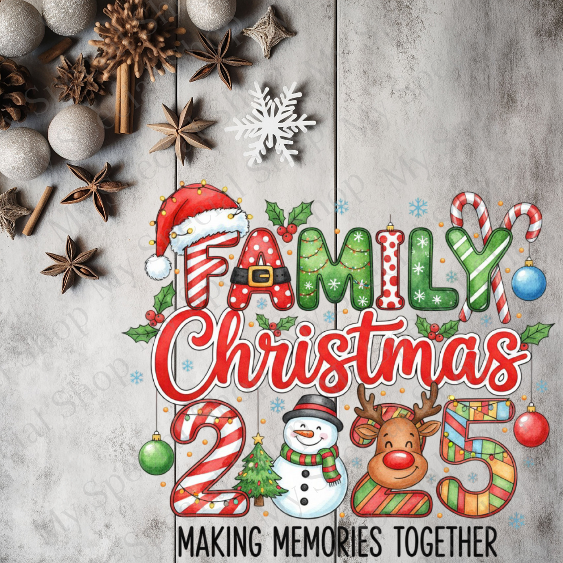 Candy Cane Family Christmas 2025 Shirts | Matching Holiday Outfits | Making Memories Together | Snowman & Reindeer Design My Special Shop