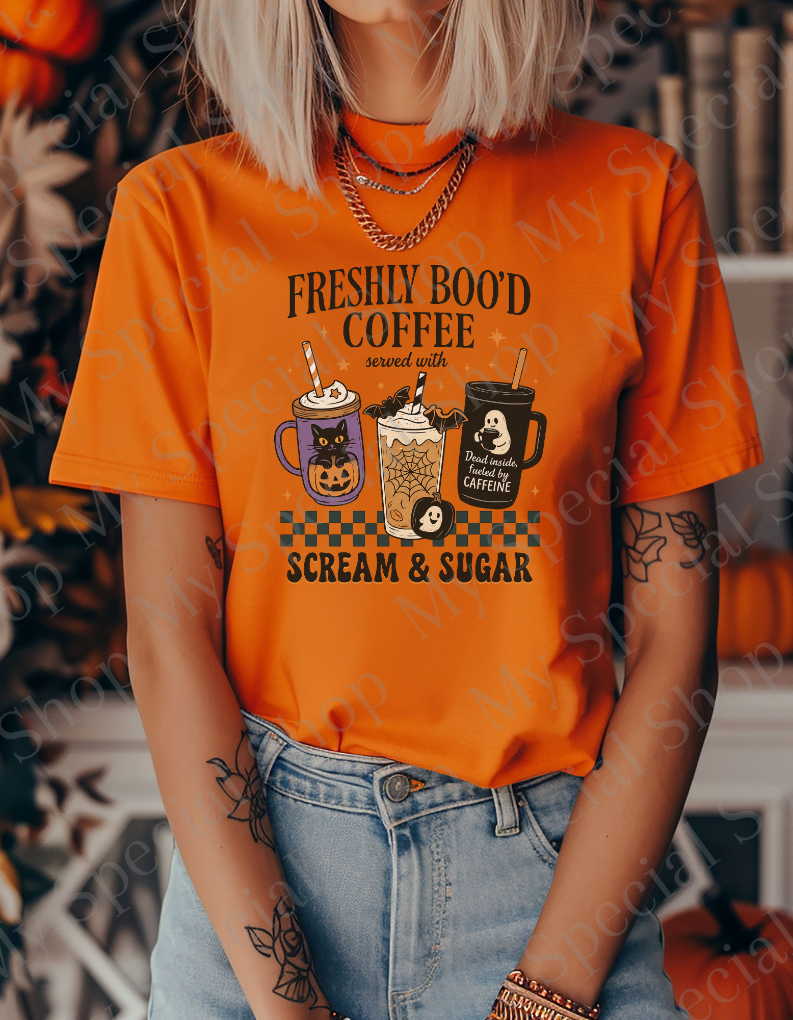 Freshly Boo’d Coffee T-Shirt | Funny Halloween Coffee Shirt | Bella Canvas Fall Tee | Caffeine Ghost Scream & Sugar Shirt | Softstyle | Unisex My Special Shop