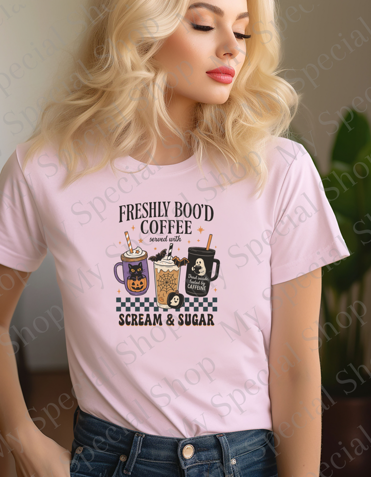 Freshly Boo’d Coffee T-Shirt | Funny Halloween Coffee Shirt | Bella Canvas Fall Tee | Caffeine Ghost Scream & Sugar Shirt | Softstyle | Unisex My Special Shop