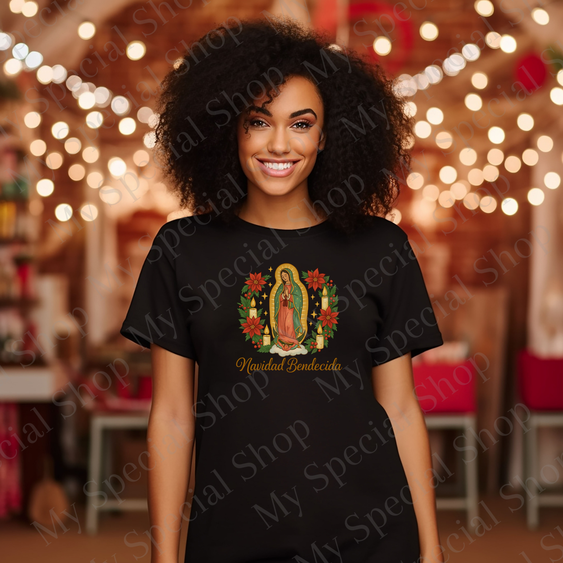 Navidad Bendecida Virgen Mary Christmas Shirt | La Virgen de Guadalupe Holiday Tee | Hispanic Faith Family Christmas Gift My Special Shop