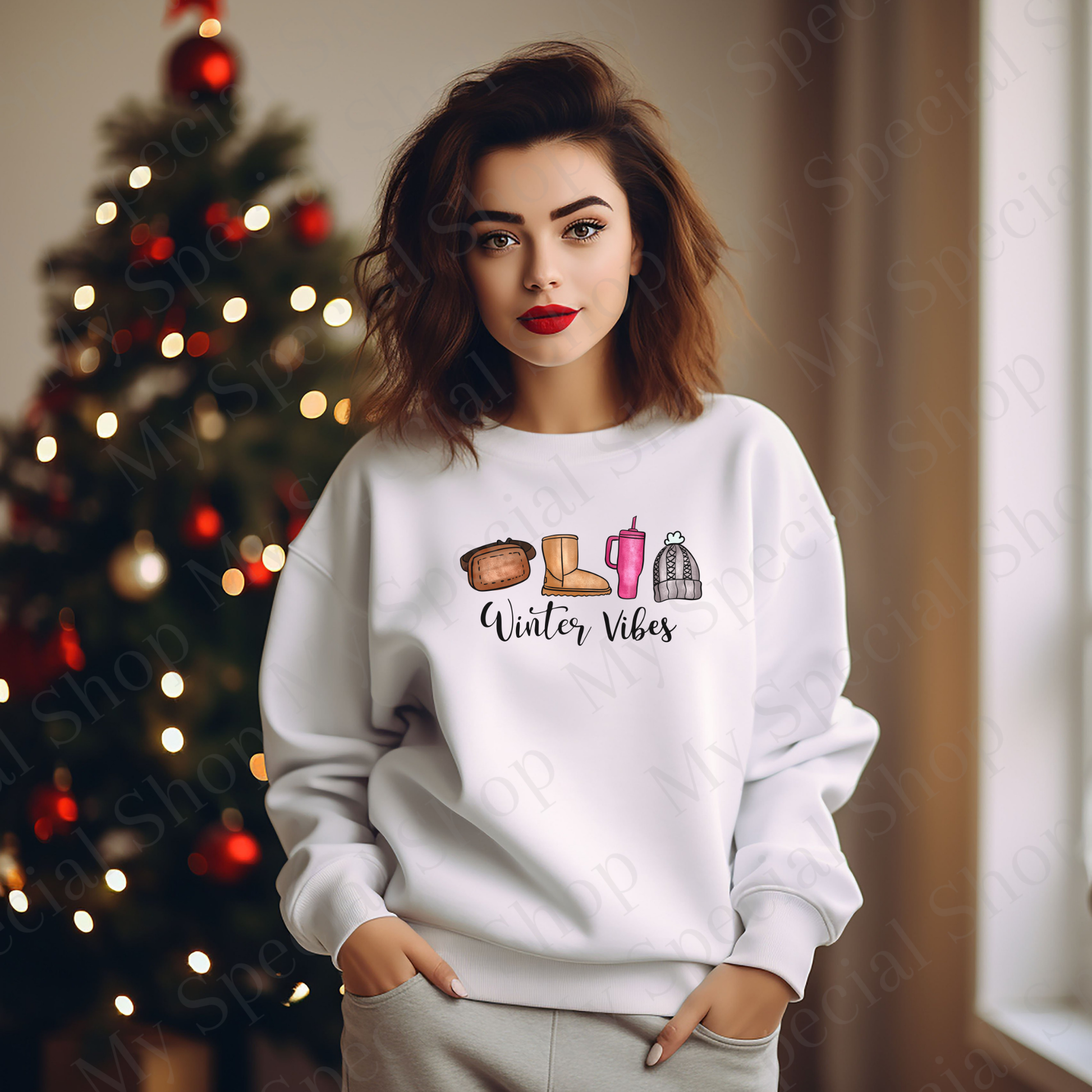 Winter Vibes Shirt or Sweatshirt | Cozy Aesthetic Winter Outfit | Uggs, Stanley Cup & Beanie Design | Trendy Christmas Apparel My Special Shop