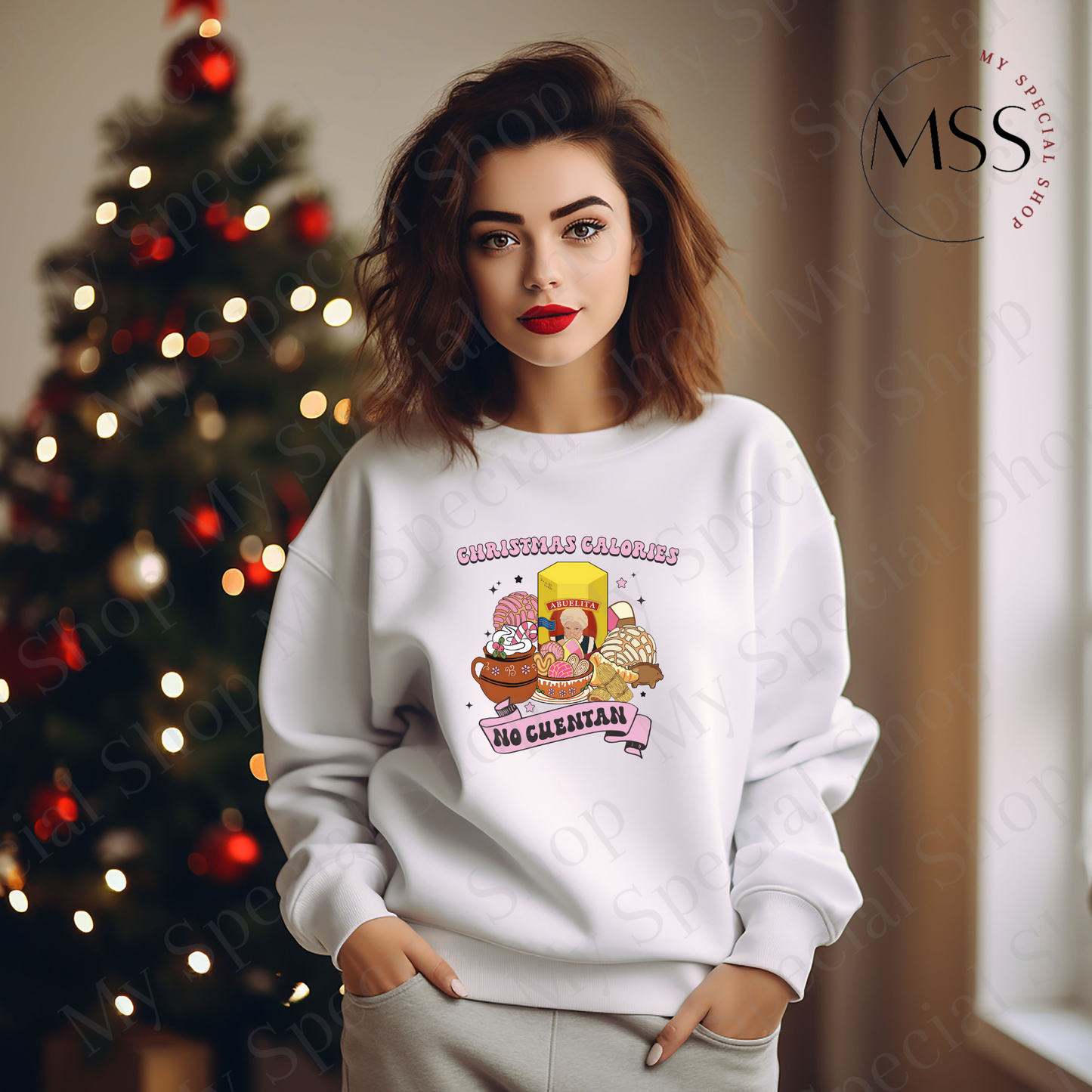 Abuelita Christmas Shirt or Sweatshirt | Cozy Latino Holiday Design | Pan Dulce, Tamales & Hot Chocolate Christmas Apparel My Special Shop