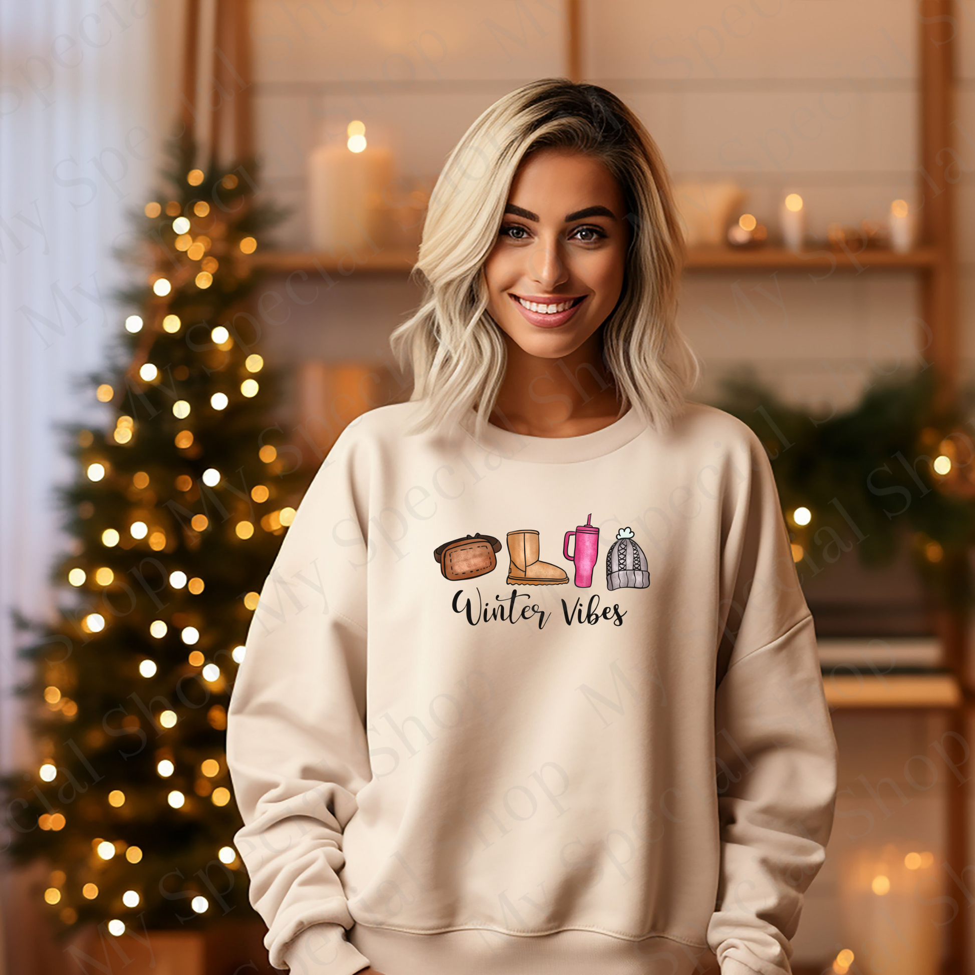 Winter Vibes Shirt or Sweatshirt | Cozy Aesthetic Winter Outfit | Uggs, Stanley Cup & Beanie Design | Trendy Christmas Apparel My Special Shop