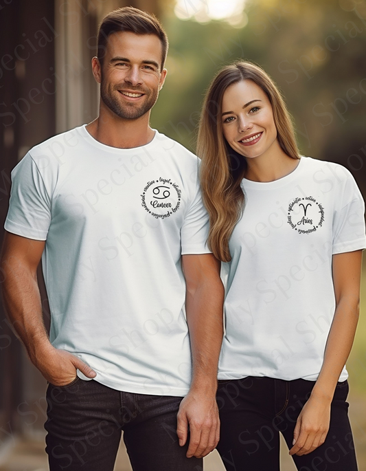 Zodiac Nutritional Facts T-Shirt | Libra| Scorpio| Sagittarius| Front Logo | Your Daily Dose of Cosmic Energy | White | Black | Pink | Brown (Copy) My Special Shop